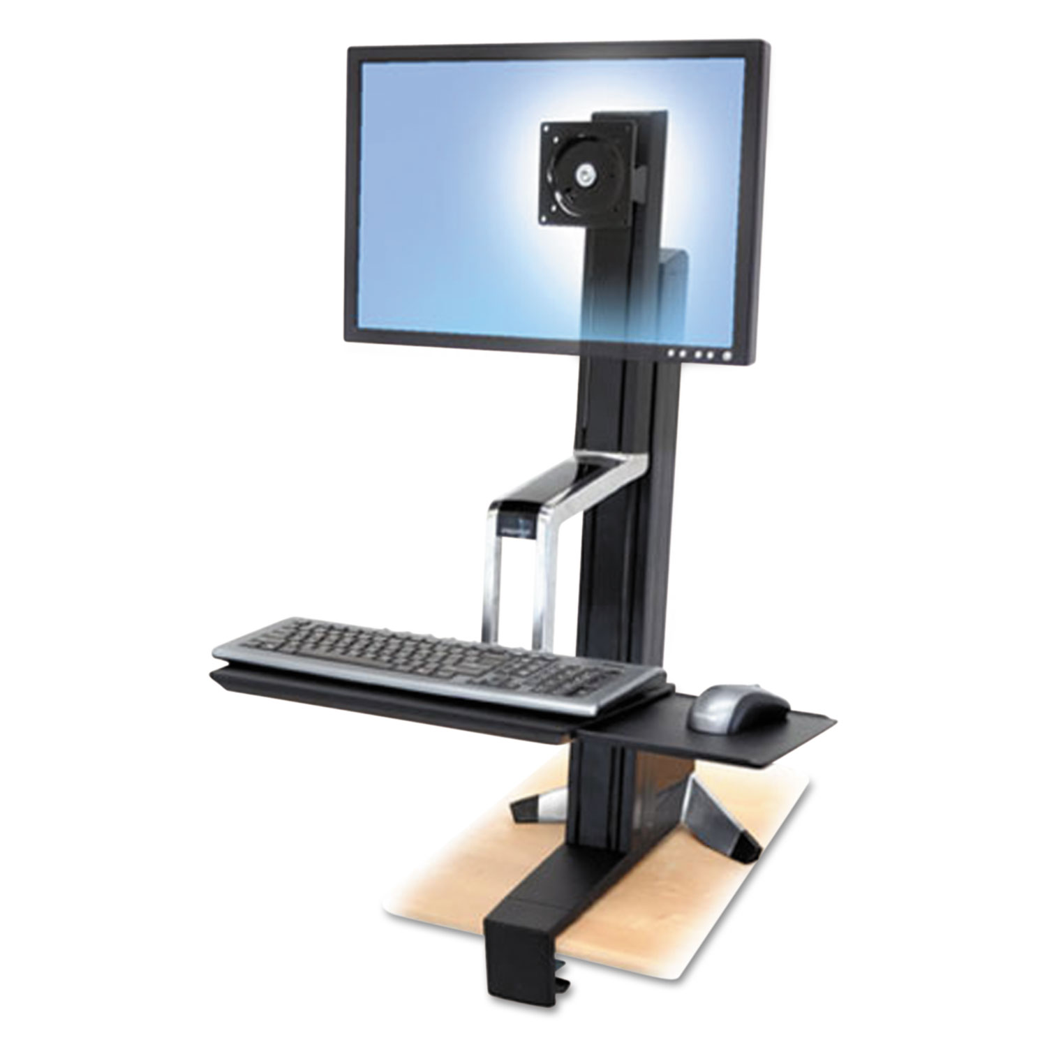 WorkFit-S Sit-Stand Workstation without Worksurface, LCD HD, Aluminum/Black