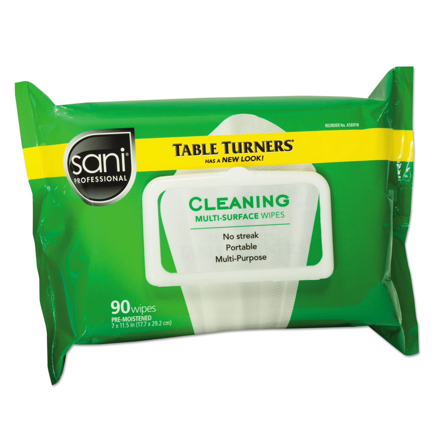  Sani Professional NIC A580FW Multi-Surface Cleaning Wipes, 11 1/2 x 7, White, 90 Wipes/Pack, 12 Packs/Carton (NICA580FW) 