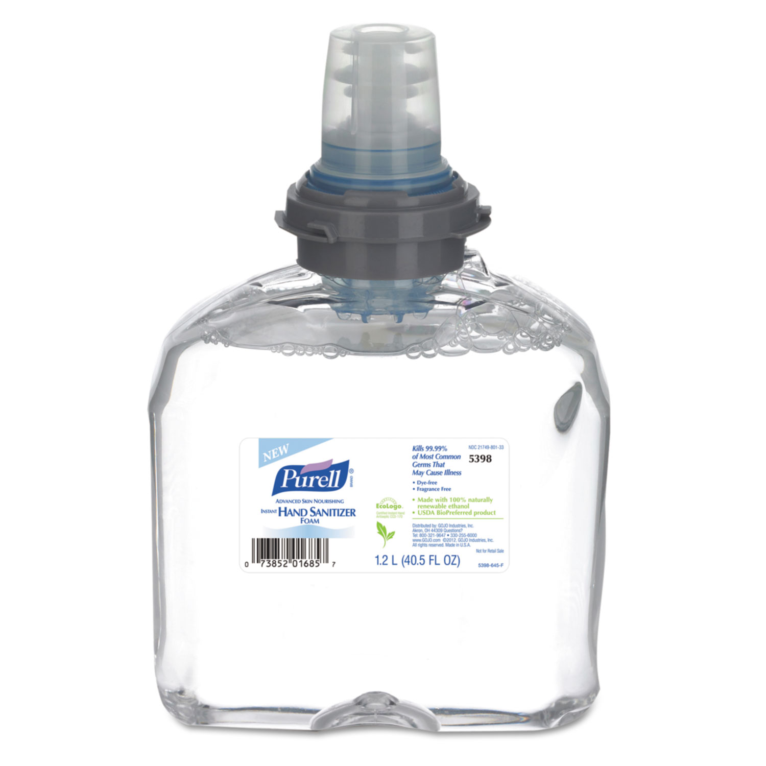  PURELL 5398-02 Advanced Hand Sanitizer Skin Nourishing Foam, 1200 mL Refill, 2/Carton (GOJ539802) 