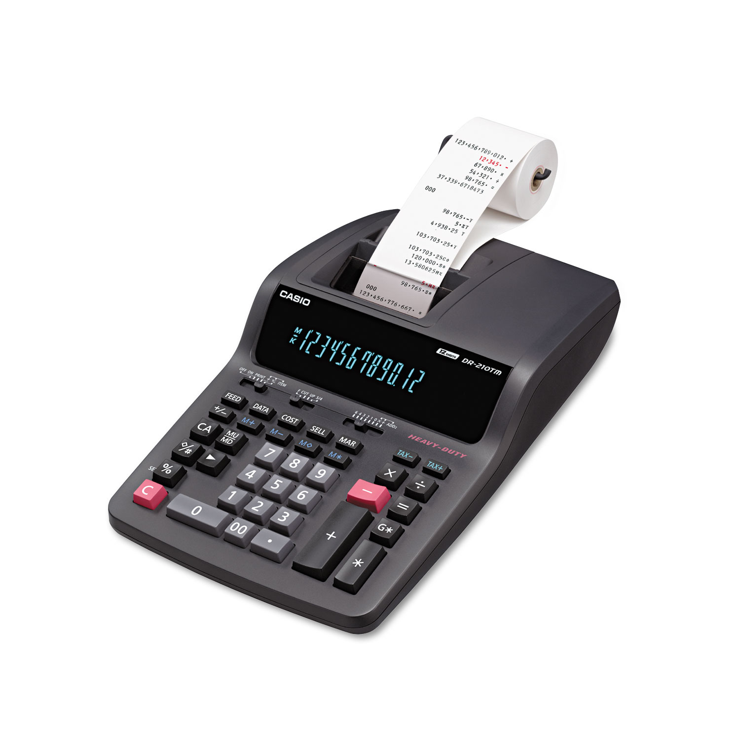 DR-210TM Two-Color Desktop Calculator, Black/Red Print, 4.4 Lines/Sec