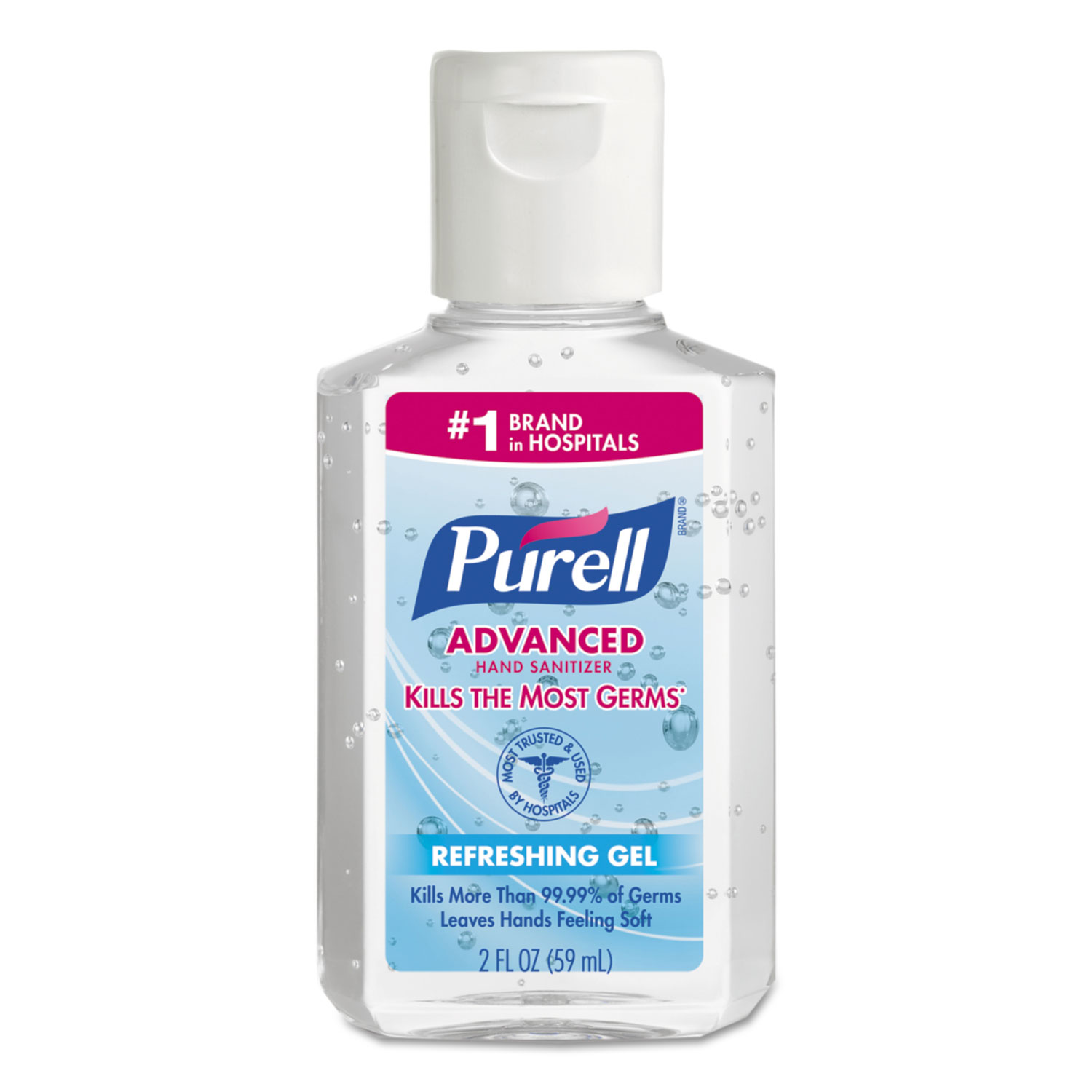 Advanced Hand Sanitizer Gel, 2 oz Pump Bottle, Refreshing Scent, 24/Carton