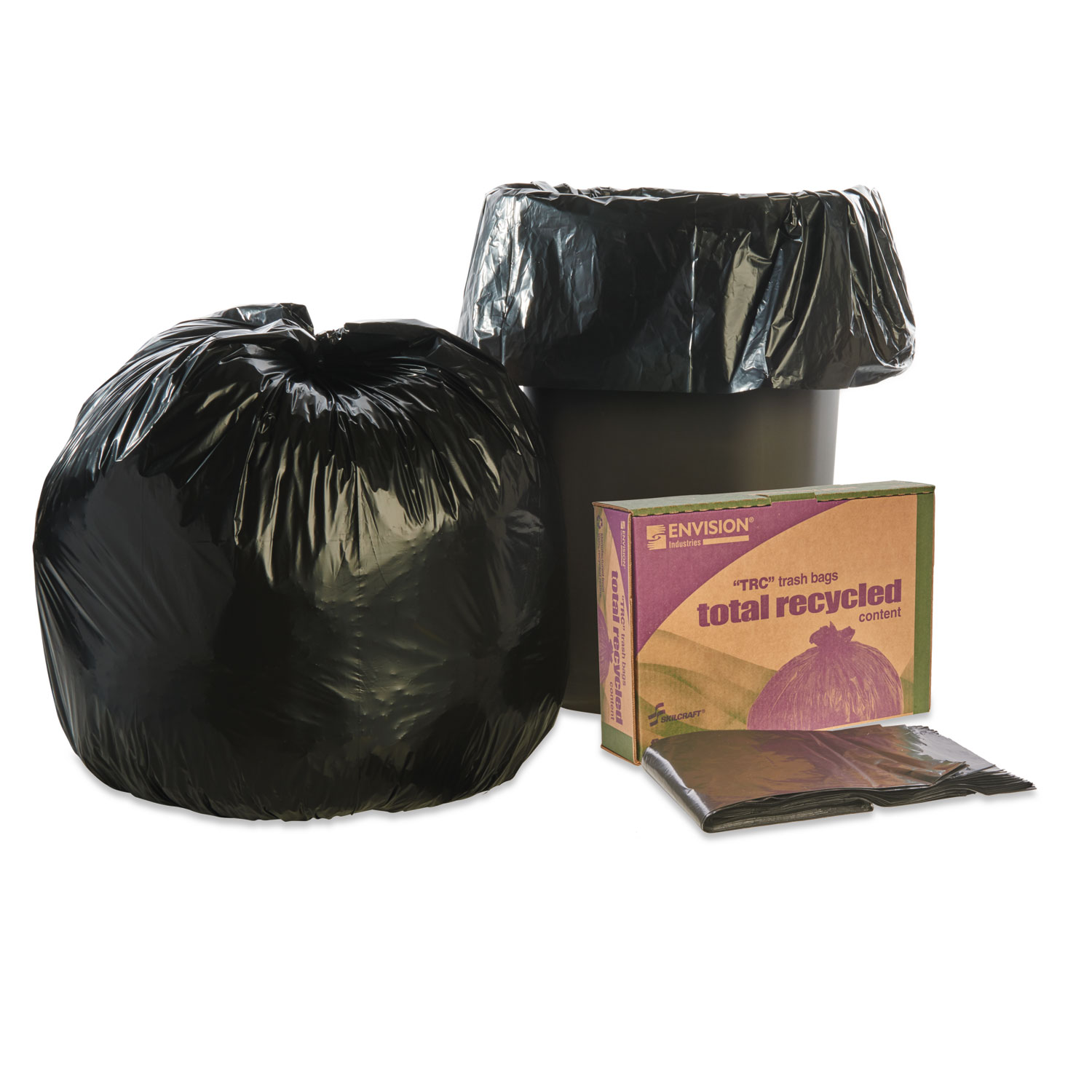 Plastic Trash Bags, 55 Gallon, 6.0 mil, Black, Contractor Grade