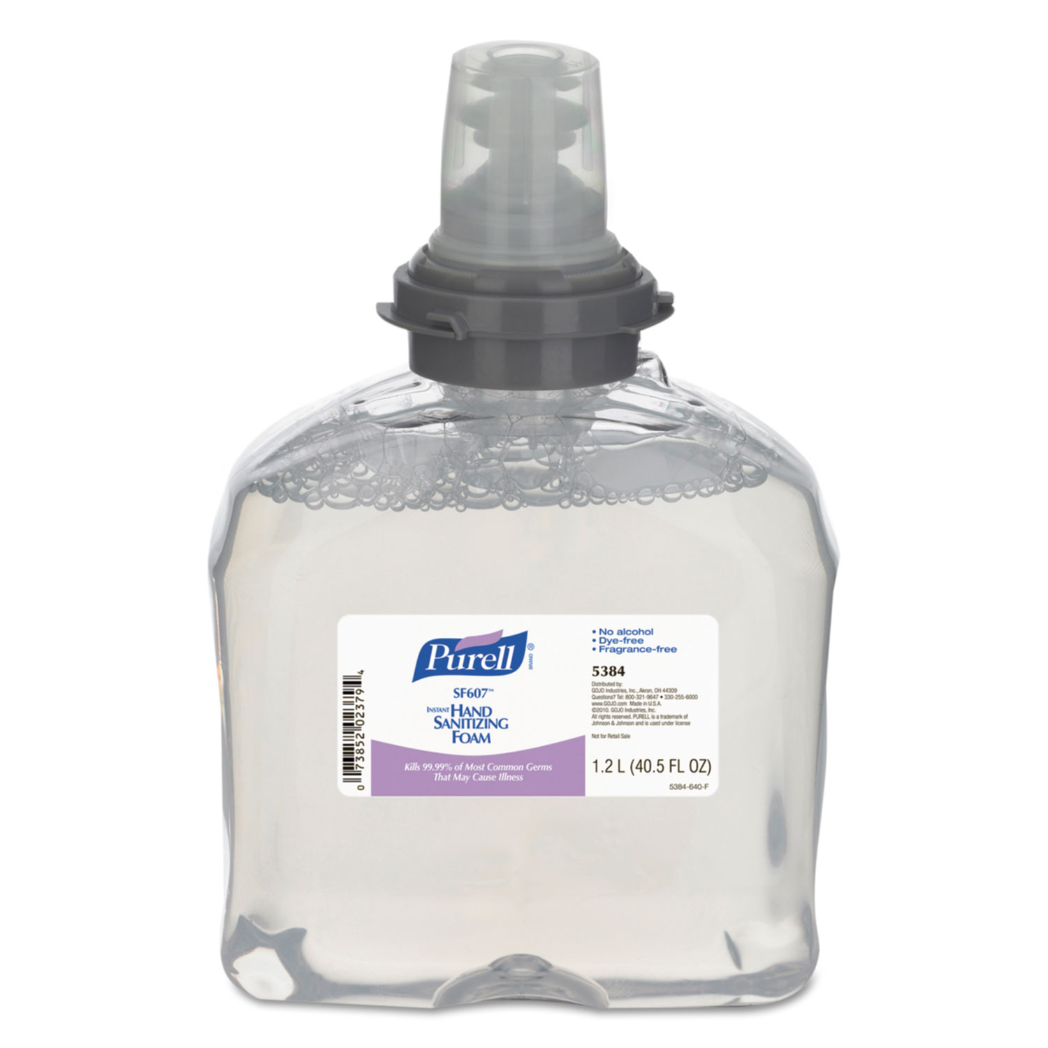  PURELL 5384-02 SF607 Instant Hand Sanitizer Foam, 1200 mL Refill, Fragrance Free, 2/Carton (GOJ538402) 