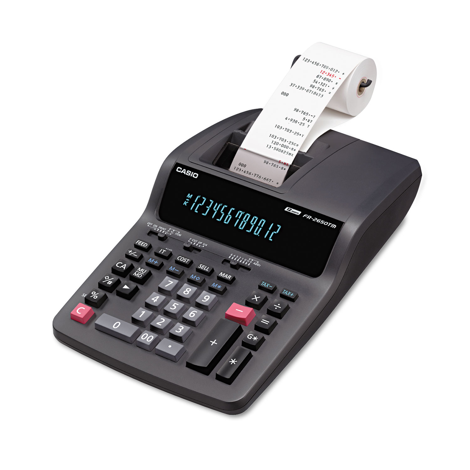 FR-2650TM Two-Color Printing Desktop Calculator, Black/Red Print, 3.5 Lines/Sec