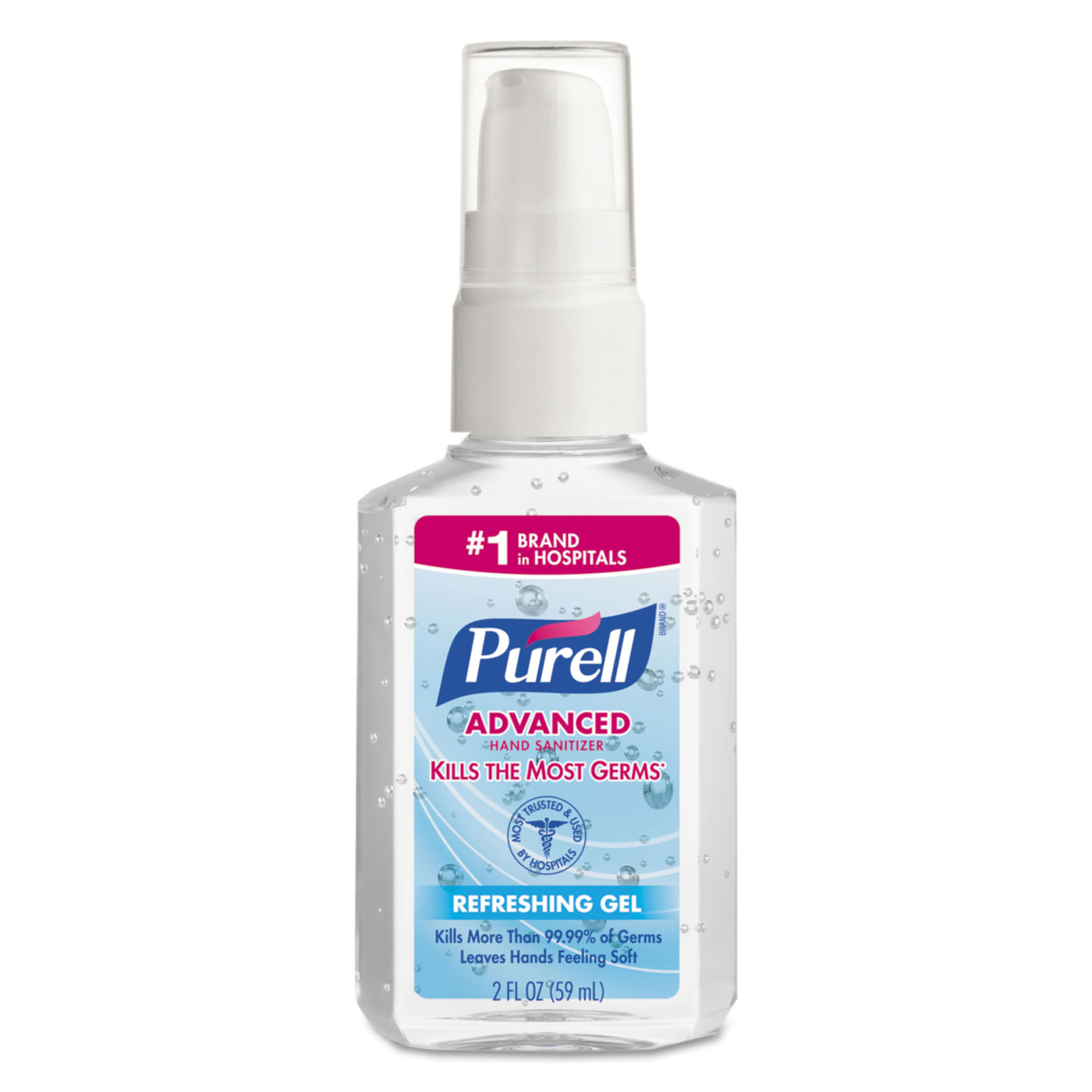  PURELL 9606-24 Advanced Hand Sanitizer Refreshing Gel, Clean Scent, 2 oz Personal Pump Bottle, 24/Carton (GOJ960624) 