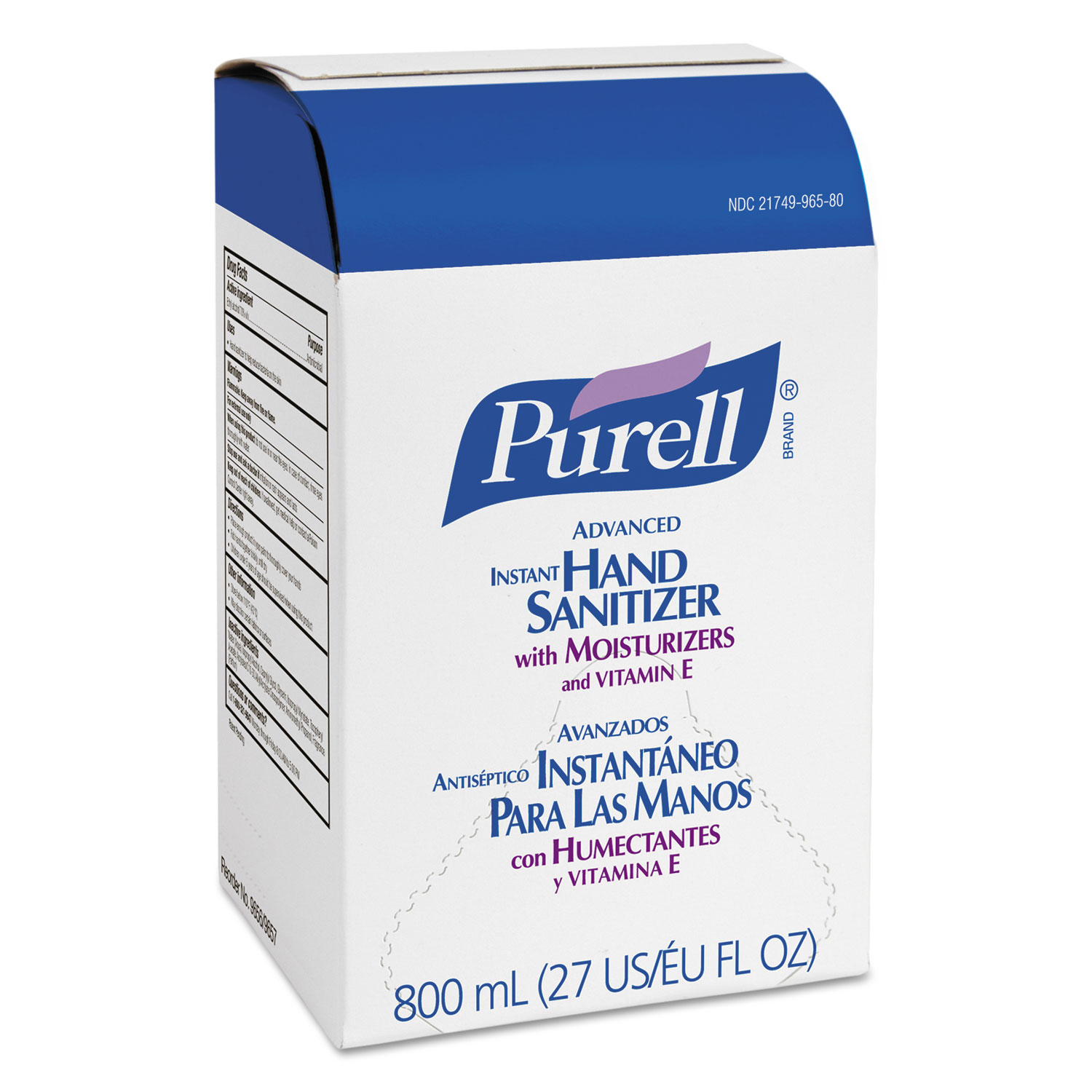  PURELL 9657-12 Advanced Hand Sanitizer Gel Refill, Bag-in-Box, 800 ml, 12/Carton (GOJ965712) 