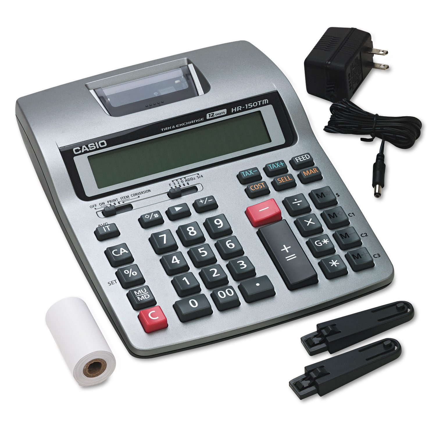 HR-150TM Two-Color Printing Calculator, Black/Red Print, 2.4 Lines/Sec