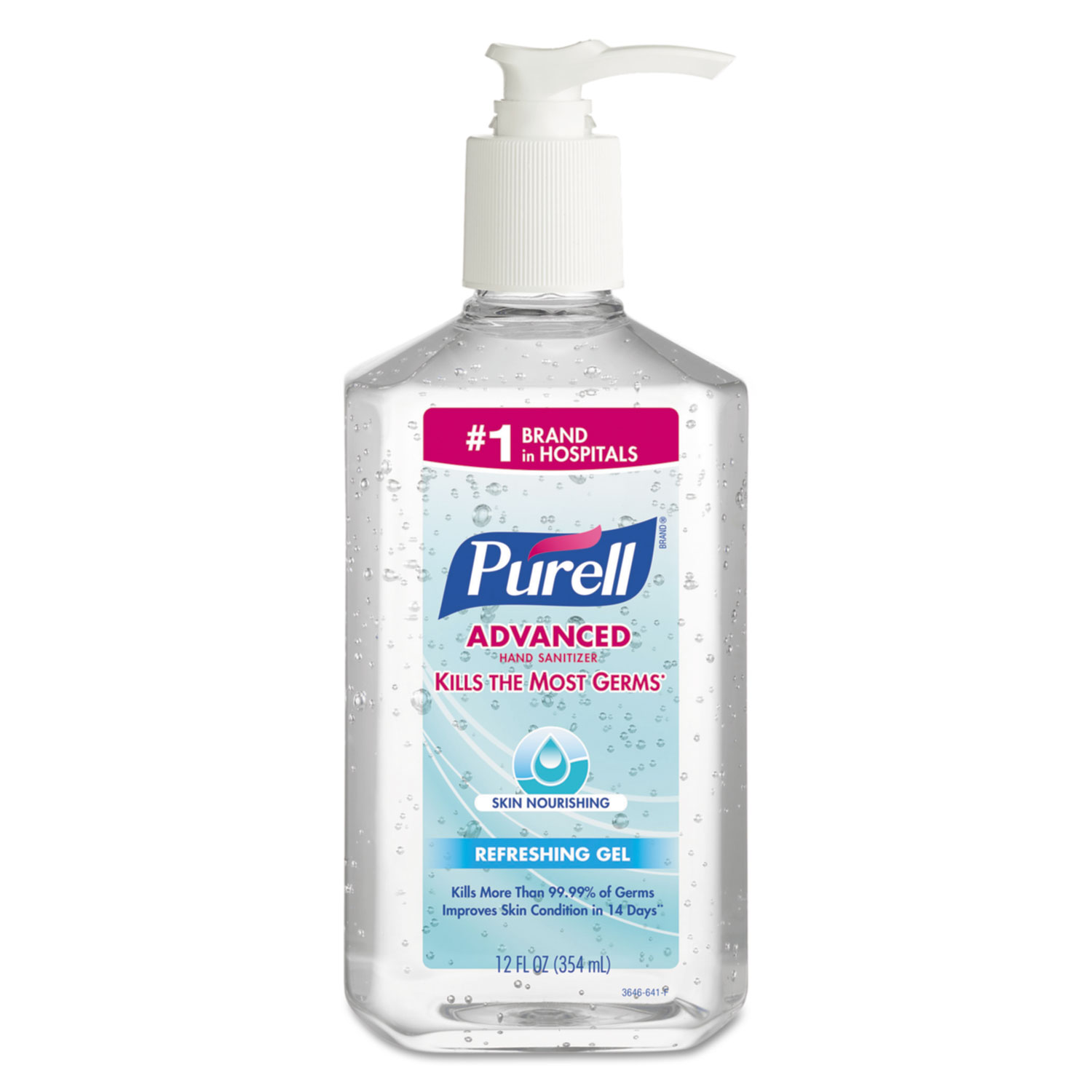  PURELL 3646-12 Advanced Hand Sanitizer Skin Nourishing Gel, 12 oz Pump Bottle, 12/Carton (GOJ364612) 