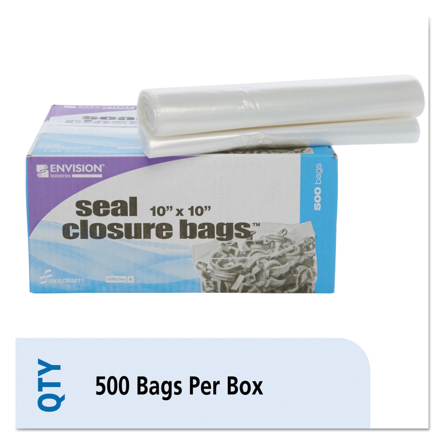  Stout by Envision ZF007C Seal Closure Bags, 2 mil, 10 x 10, Clear, 500/Carton (STOZF007C) 