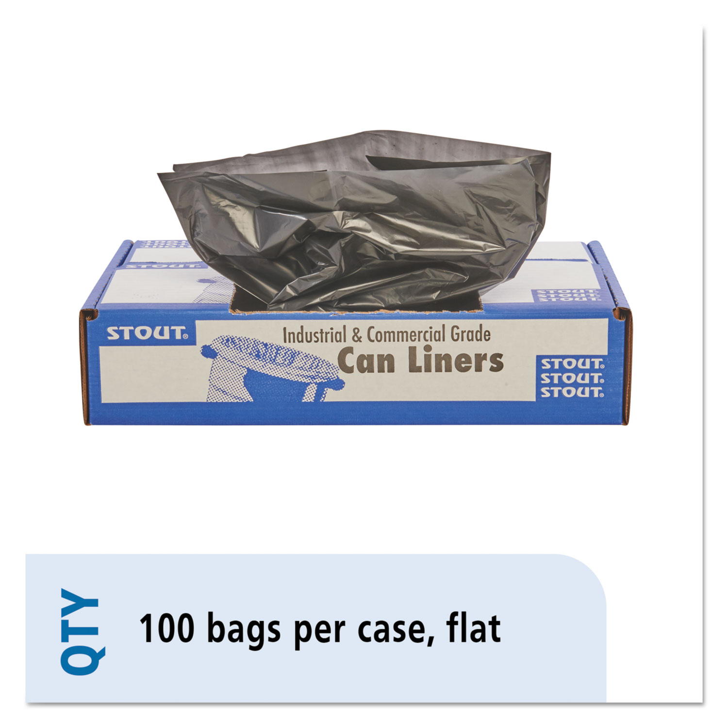  Stout by Envision T3039B13 Total Recycled Content Plastic Trash Bags, 30 gal, 1.3 mil, 30 x 39, Brown/Black, 100/Carton (STOT3039B13) 