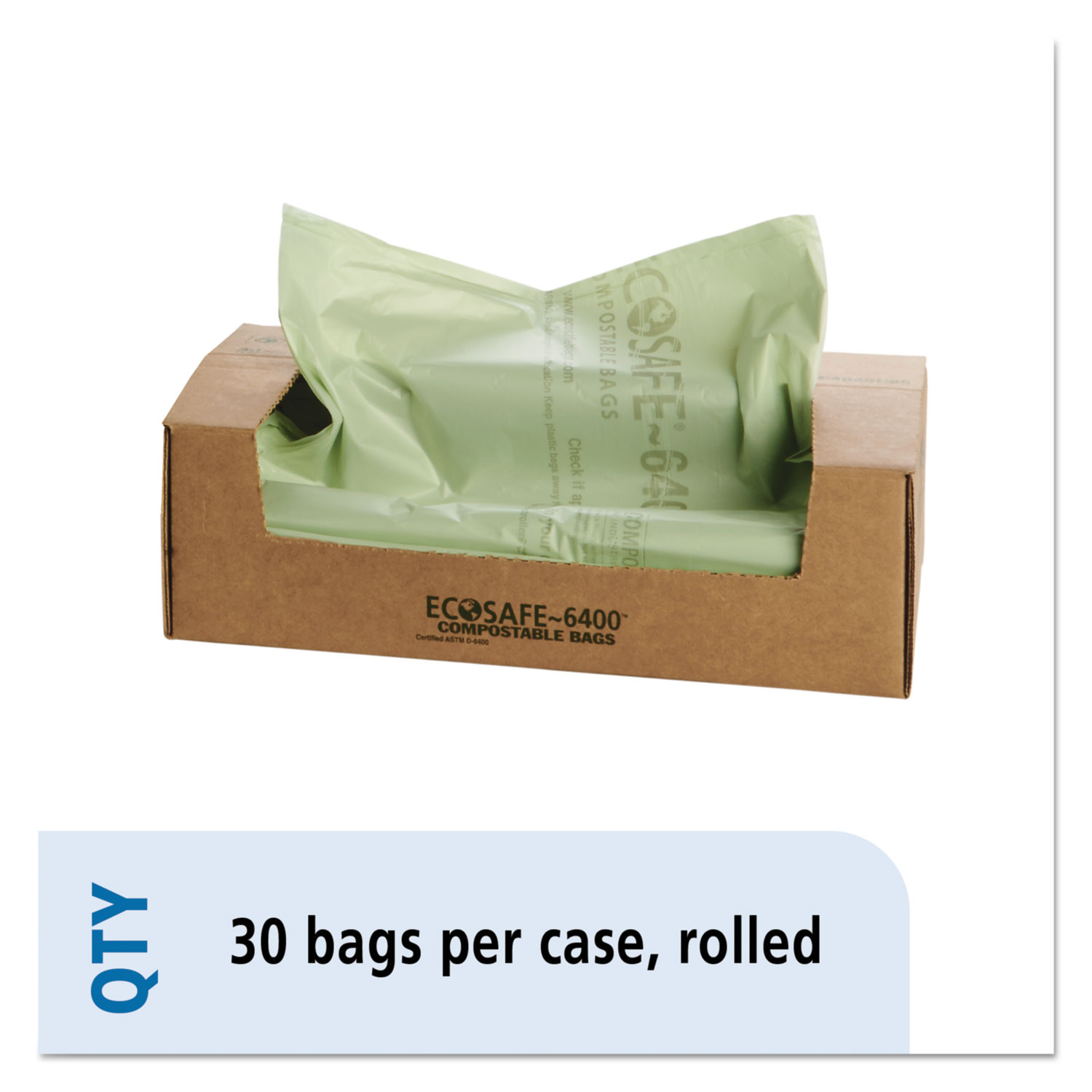  Stout by Envision E4860E85 EcoSafe-6400 Bags, 64 gal, 0.85 mil, 48 x 60, Green, 30/Box (STOE4860E85) 