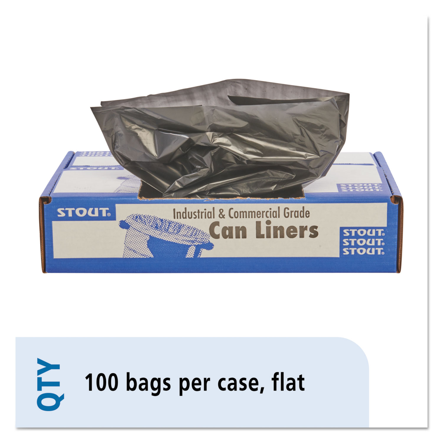  Stout by Envision T3340B13 Total Recycled Content Plastic Trash Bags, 33 gal, 1.3 mil, 33 x 40, Brown/Black, 100/Carton (STOT3340B13) 