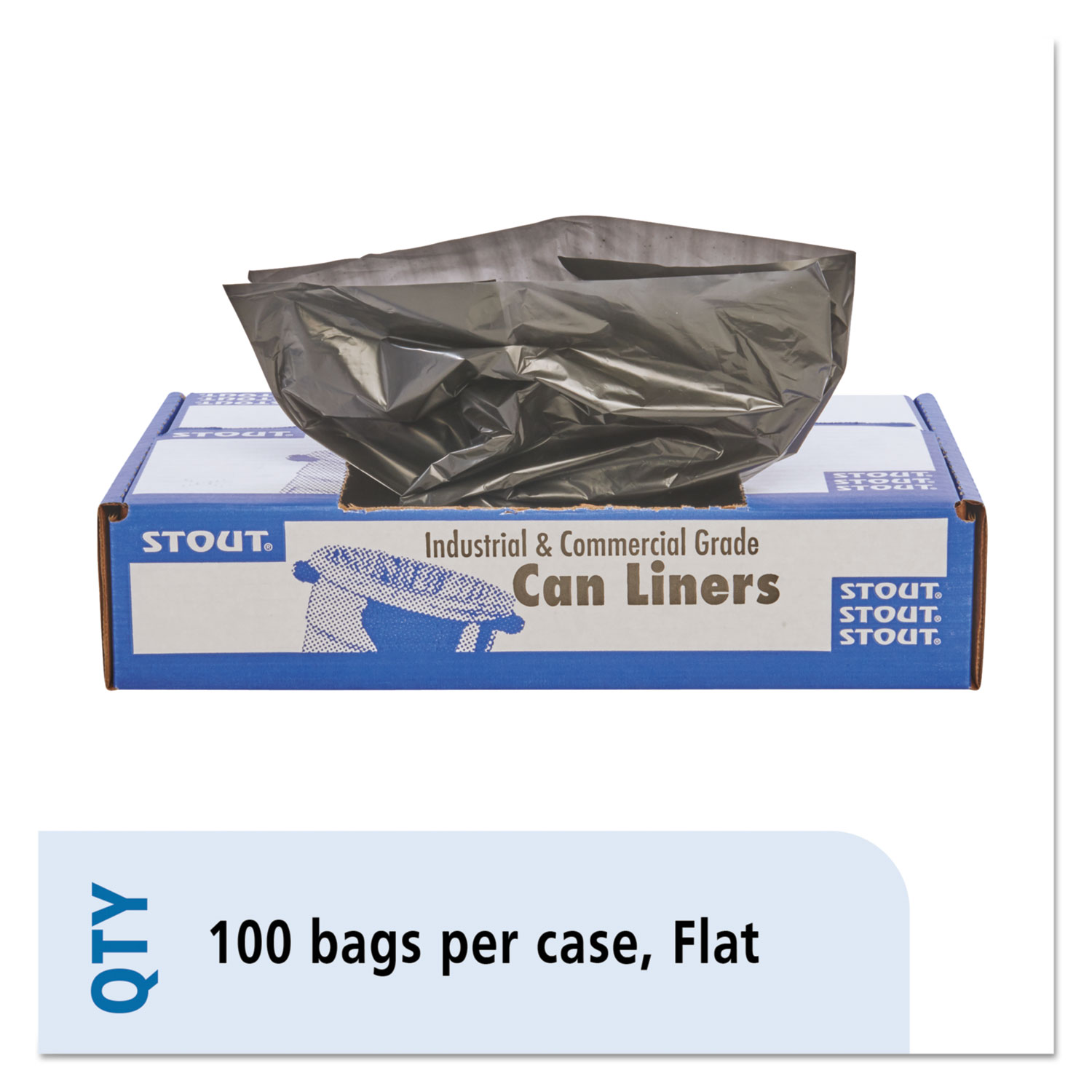  Stout by Envision T3340B15 Total Recycled Content Plastic Trash Bags, 33 gal, 1.5 mil, 33 x 40, Brown/Black, 100/Carton (STOT3340B15) 