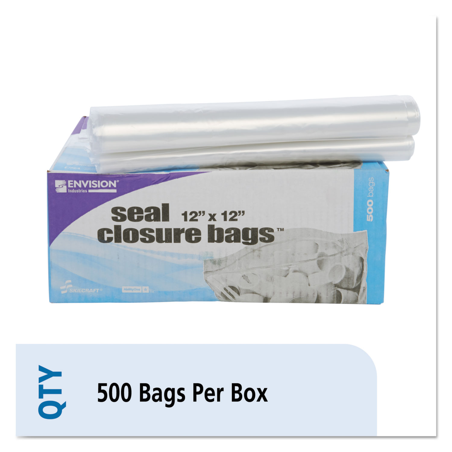  Stout by Envision ZF008C Seal Closure Bags, 2 mil, 12 x 12, Clear, 500/Carton (STOZF008C) 