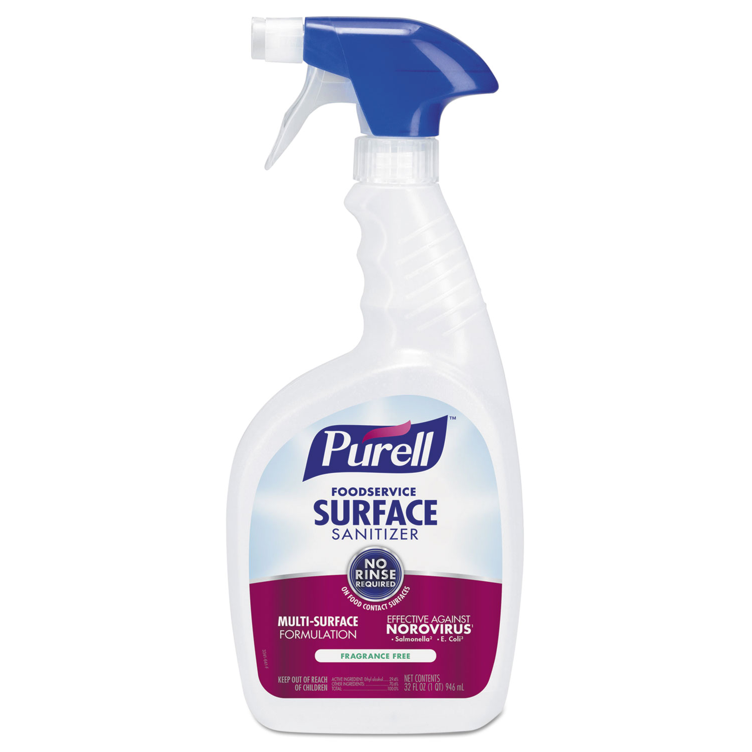  PURELL 3341-03 Foodservice Surface Sanitizer, Fragrance Free, 32 oz Spray Bottle, 3/Carton (GOJ334103) 
