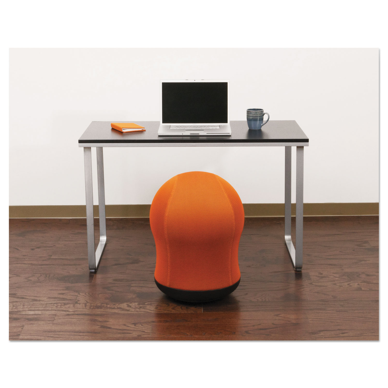 Zenergy Swivel Ball Chair, 17 1/2 Diameter x 23 High, Orange Mesh