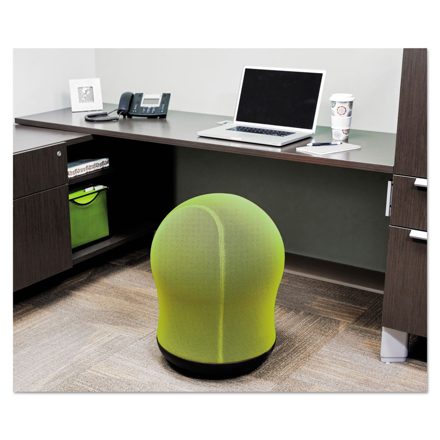 Zenergy Swivel Ball Chair, 17 1/2 Diameter x 23 High, Green Mesh