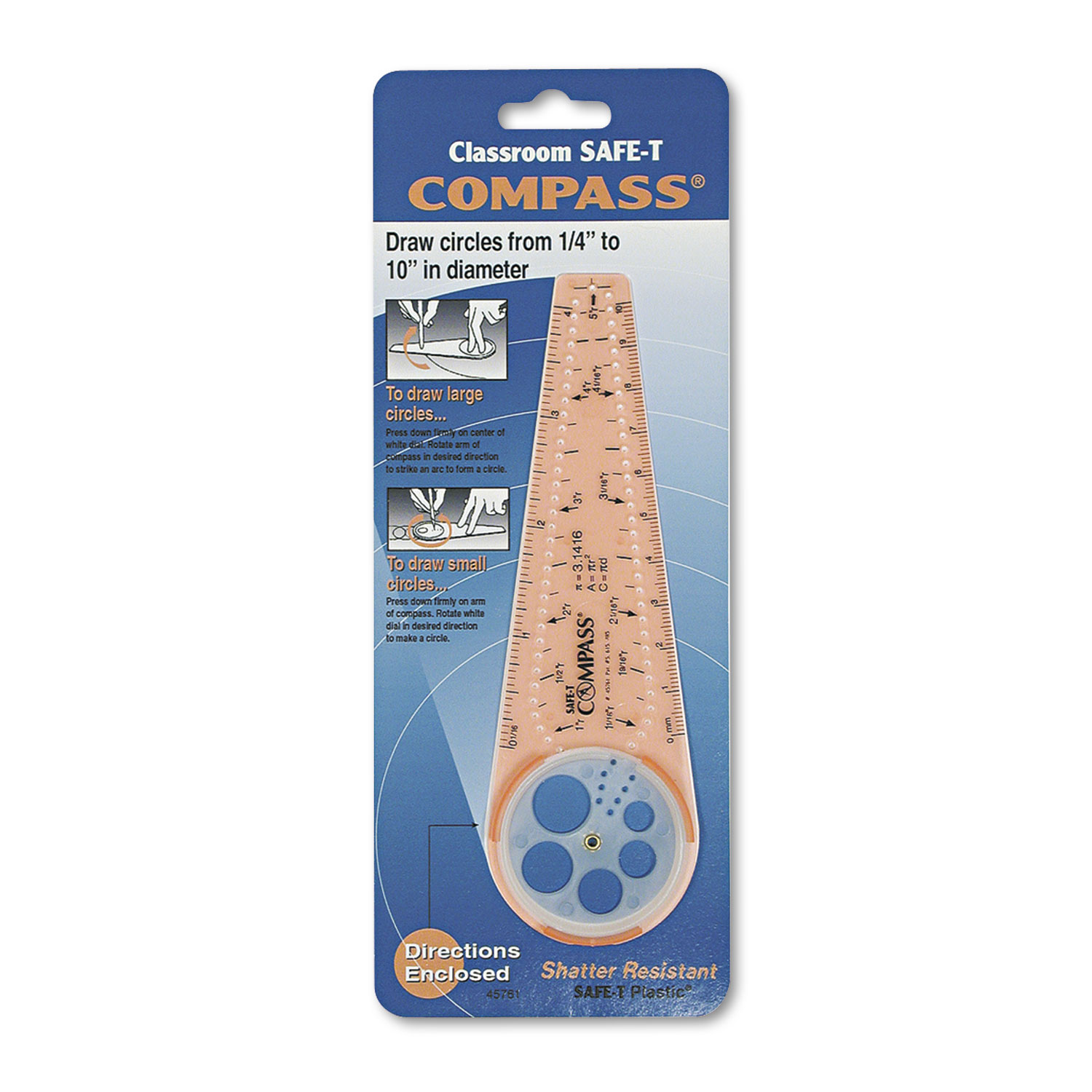 Compass, 10 Maximum Diameter, Plastic, Orange
