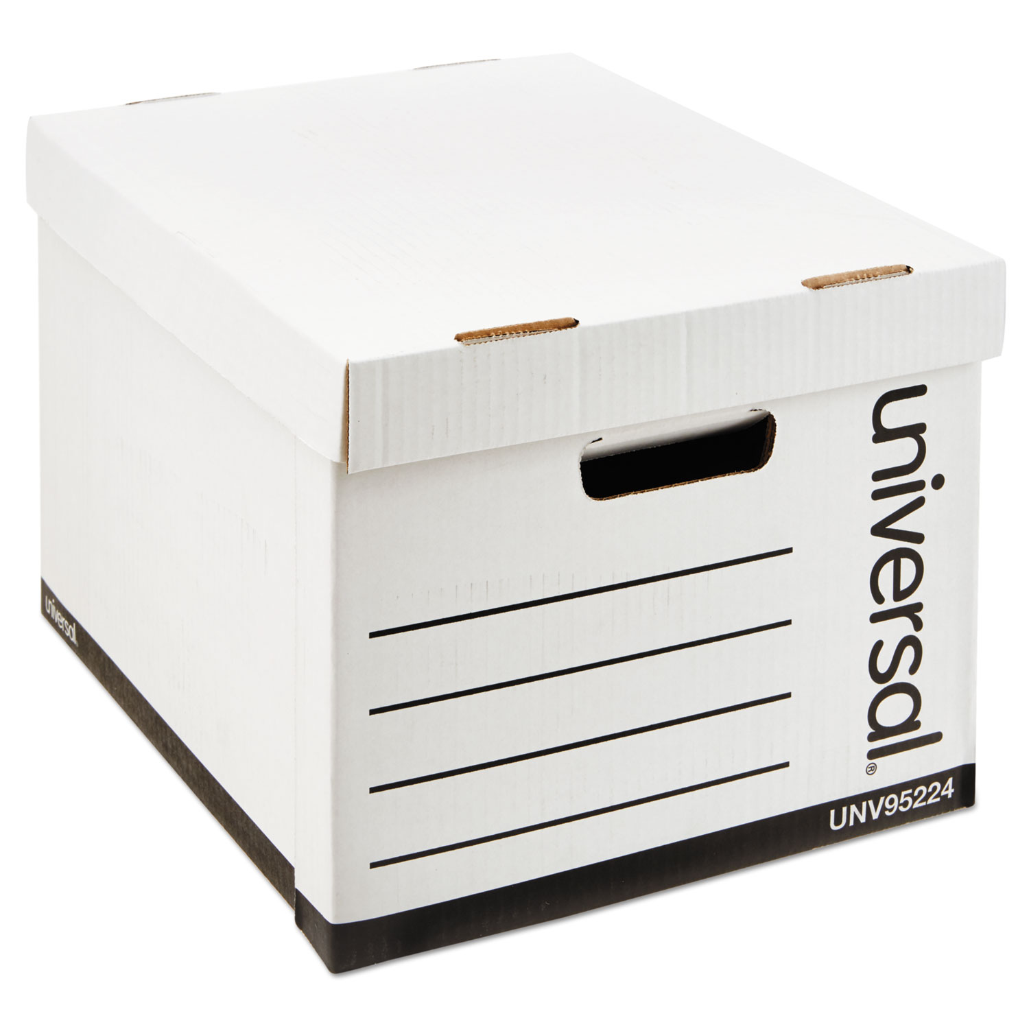  Universal 9522403 Heavy-Duty Fast Assembly Lift-Off Lid Storage Box, Letter/Legal Files, White, 12/Carton (UNV95224) 