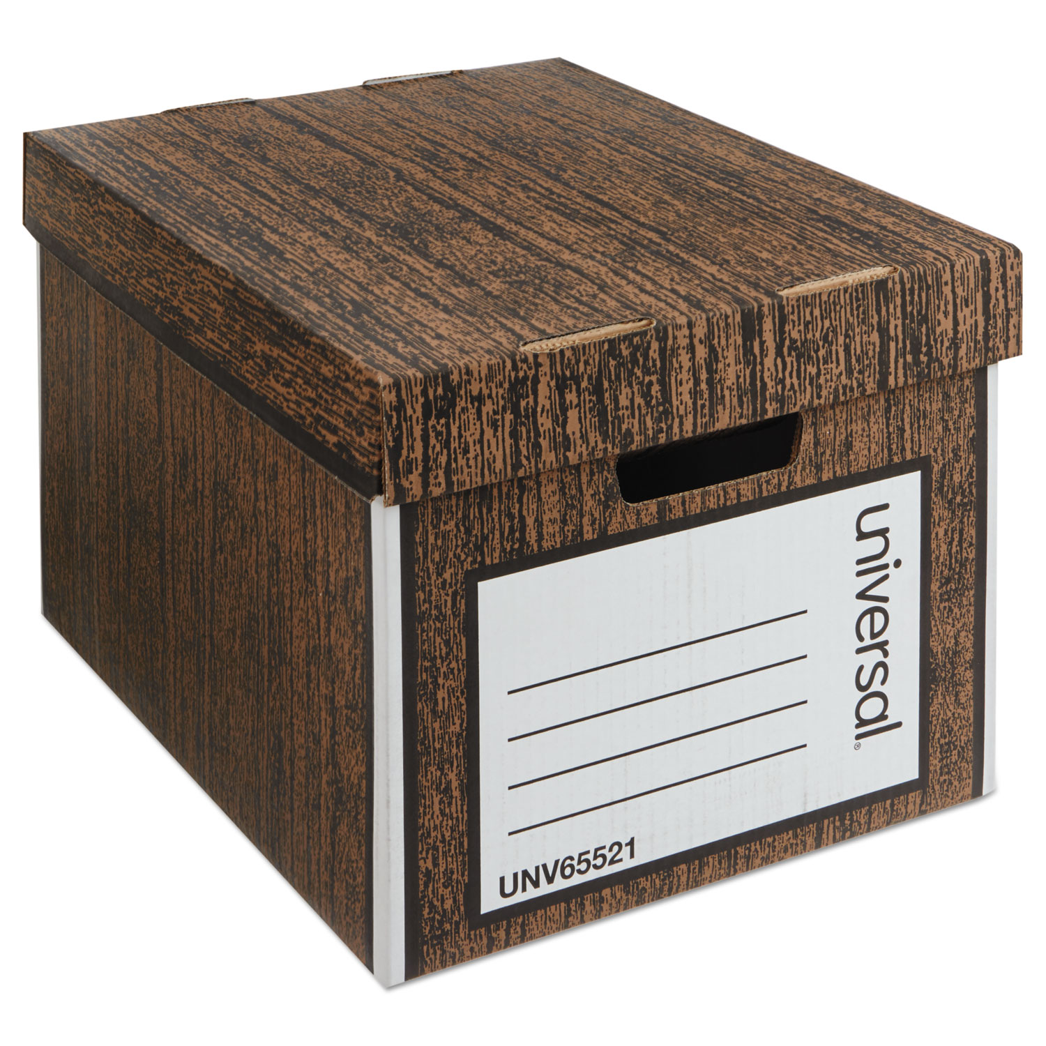  Universal 6552101 Heavy-Duty Easy Assembly Storage Box, Letter/Legal Files, Woodgrain, 12/Carton (UNV65521) 