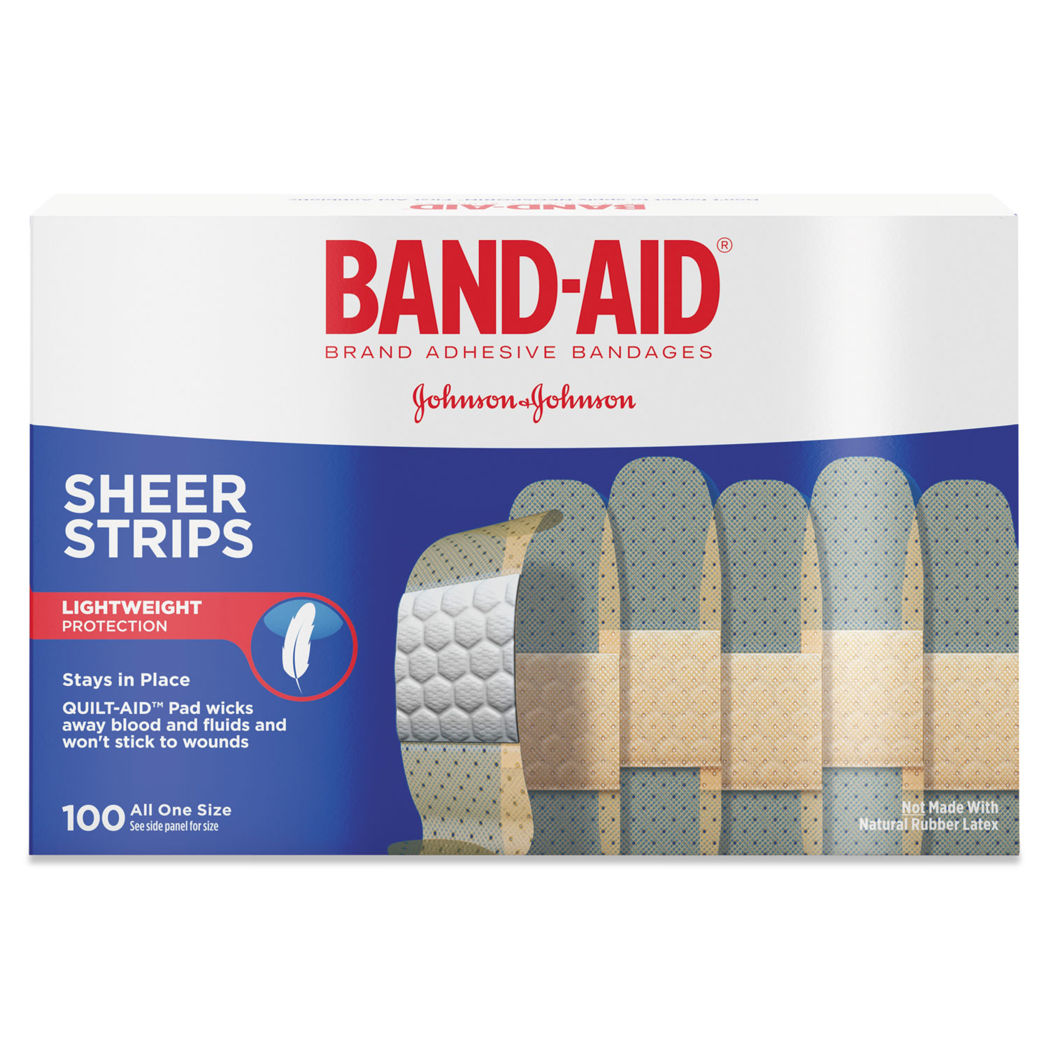 Sheer Adhesive Bandages, 3/4 x 3, 100/Box