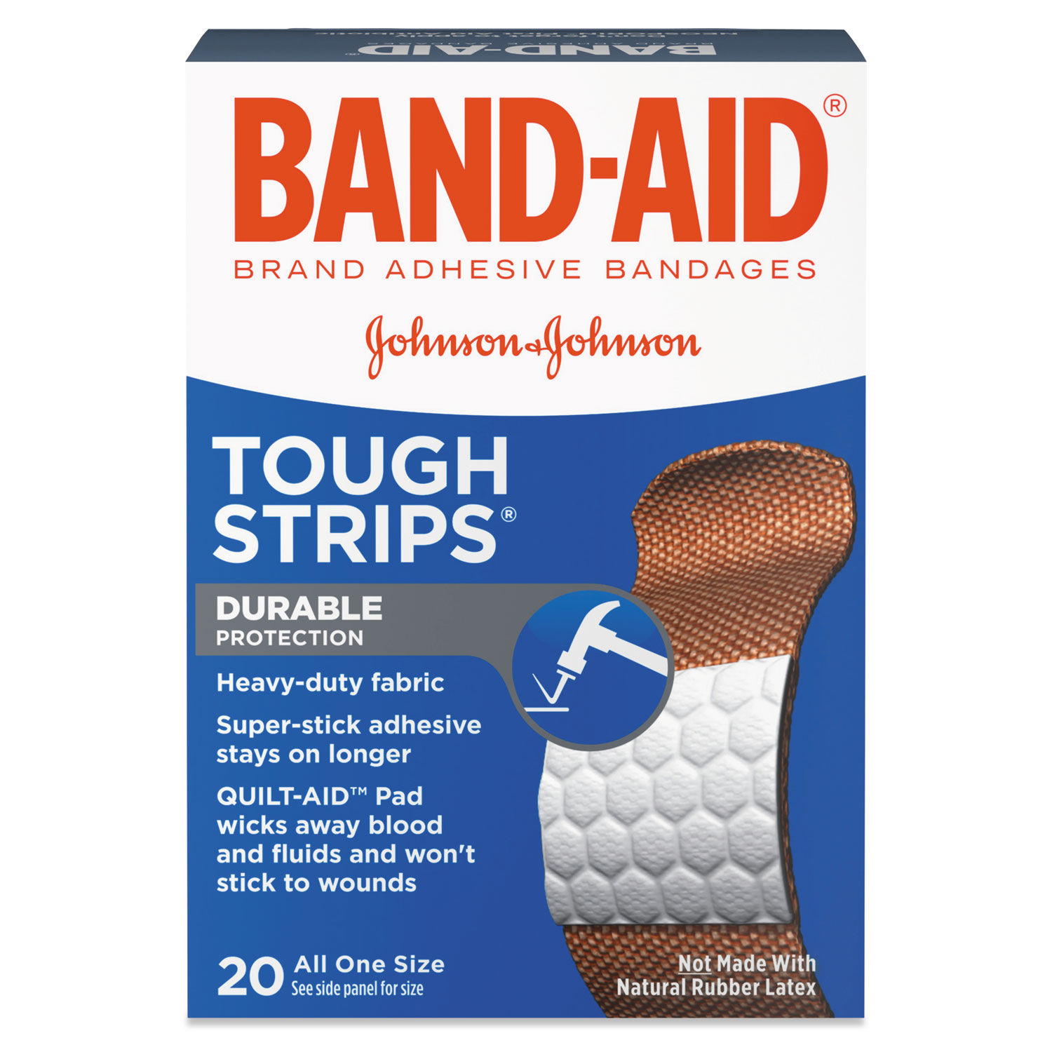 Flexible Fabric Adhesive Tough Strip Bandages, 1 x 3 1/4, 20/Box