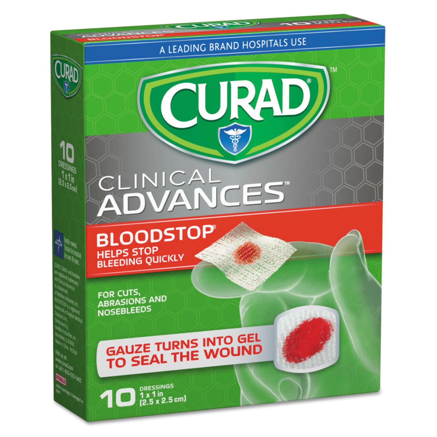  Curad CUR0055 Bloodstop Sterile Hemostat Gauze Pad, 1 x 1, 10/Box (MIICUR0055) 
