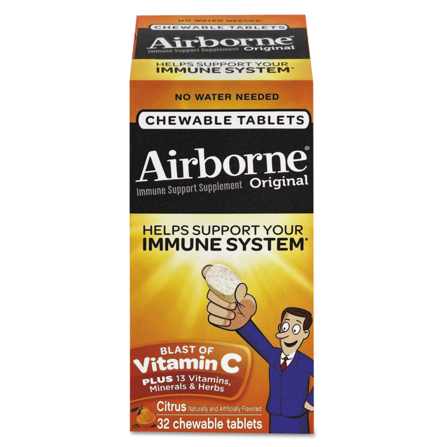  Airborne 47865-20334 Immune Support Chewable Tablet, Citrus, 32 Count (ABN20334) 