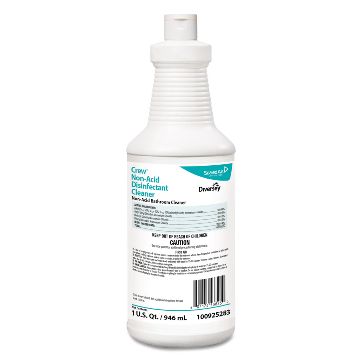  Diversey 100925283 Crew Neutral Non-Acid Bowl & Bathroom Disinfectant, 32 oz Squeeze Bottle, 12/CT (DVO100925283) 