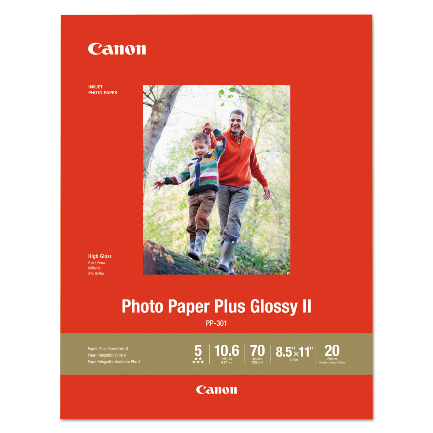  Canon 1432C003 Photo Paper Plus Glossy II, 8.5 x 11, Glossy White, 20/Pack (CNM1432C003) 