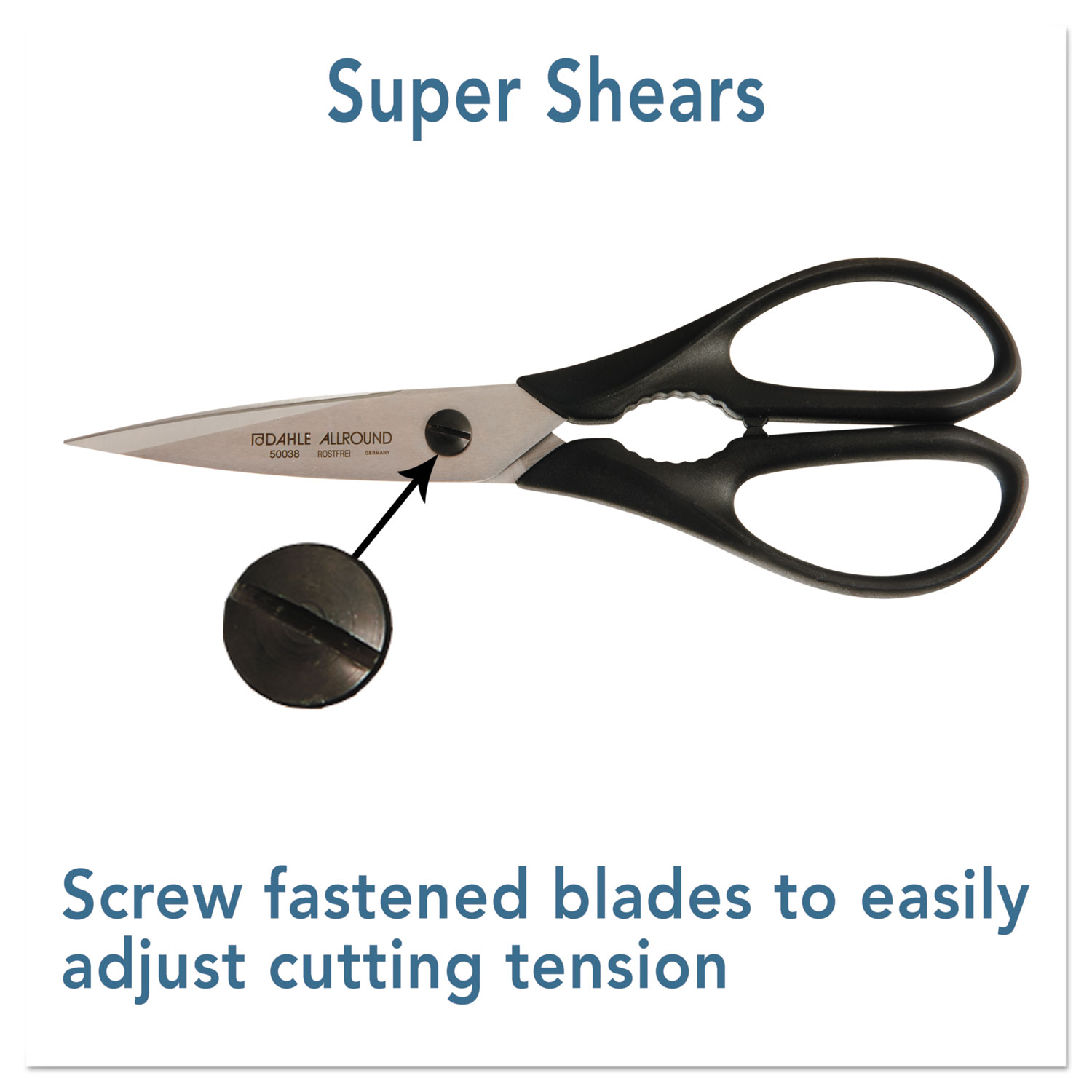 Super Shears, Micro-Tooth, 8 Long, Straight Handle, Black