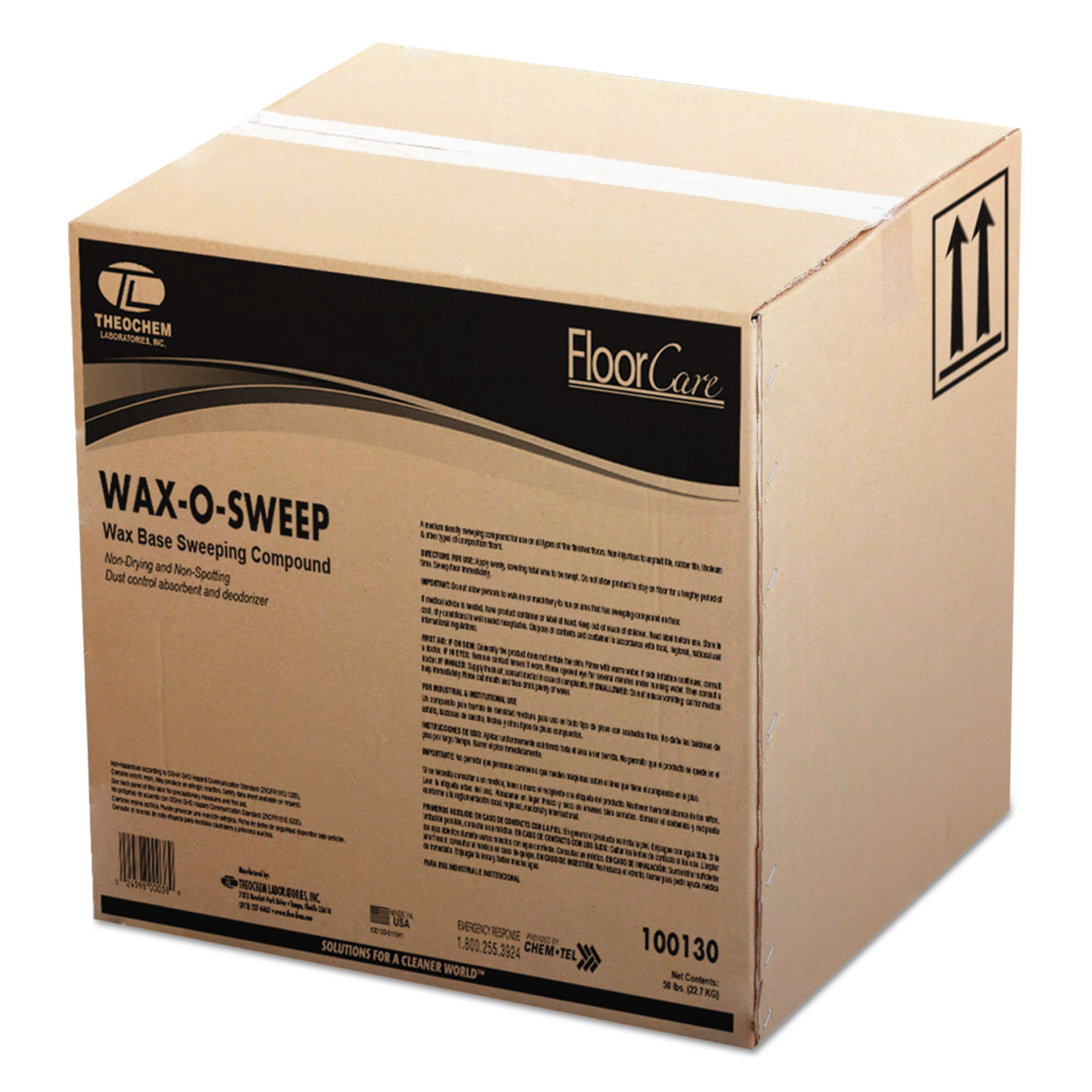 Wax-Based Sweeping Compound, Grit-Free, 50lbs, Box