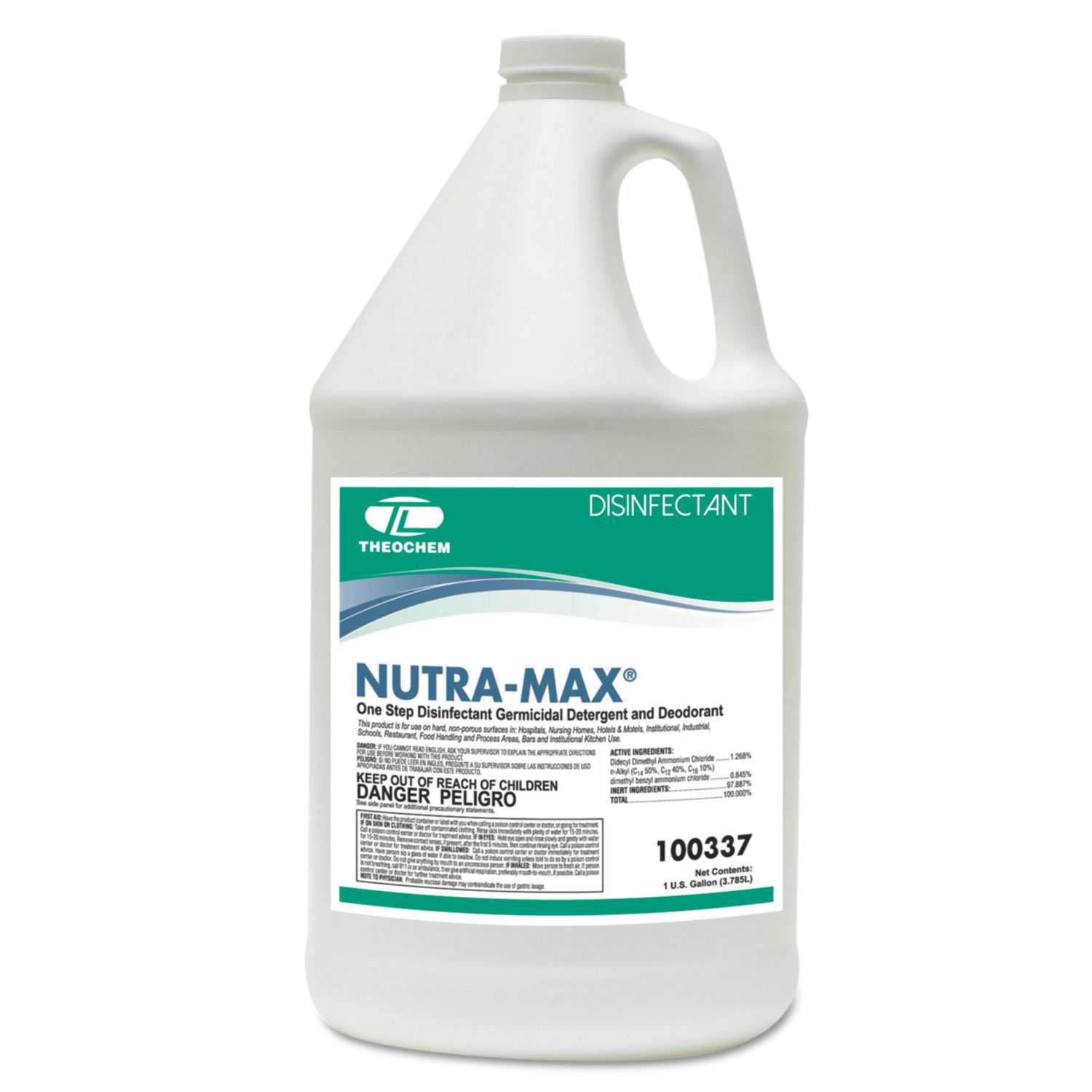  Theochem Laboratories 500149 NUTRA-MAX Disinfectant Cleaner/Deodorizer, 1gal Bottle, 4/Carton (TOL100337) 