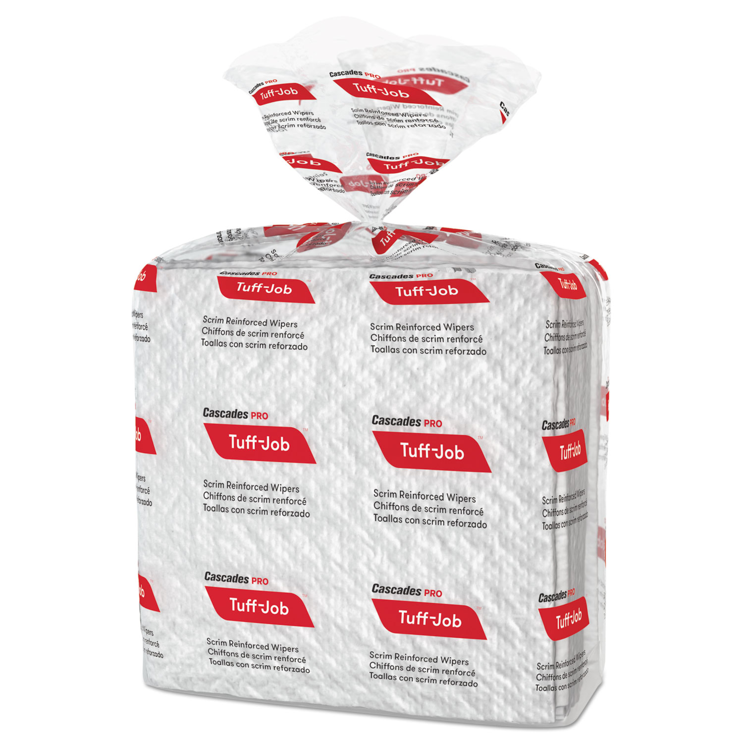 Tuff-Job Scrim Reinforced Wipers, 12 x 13, White, 50/Pack, 18 Pack/Carton