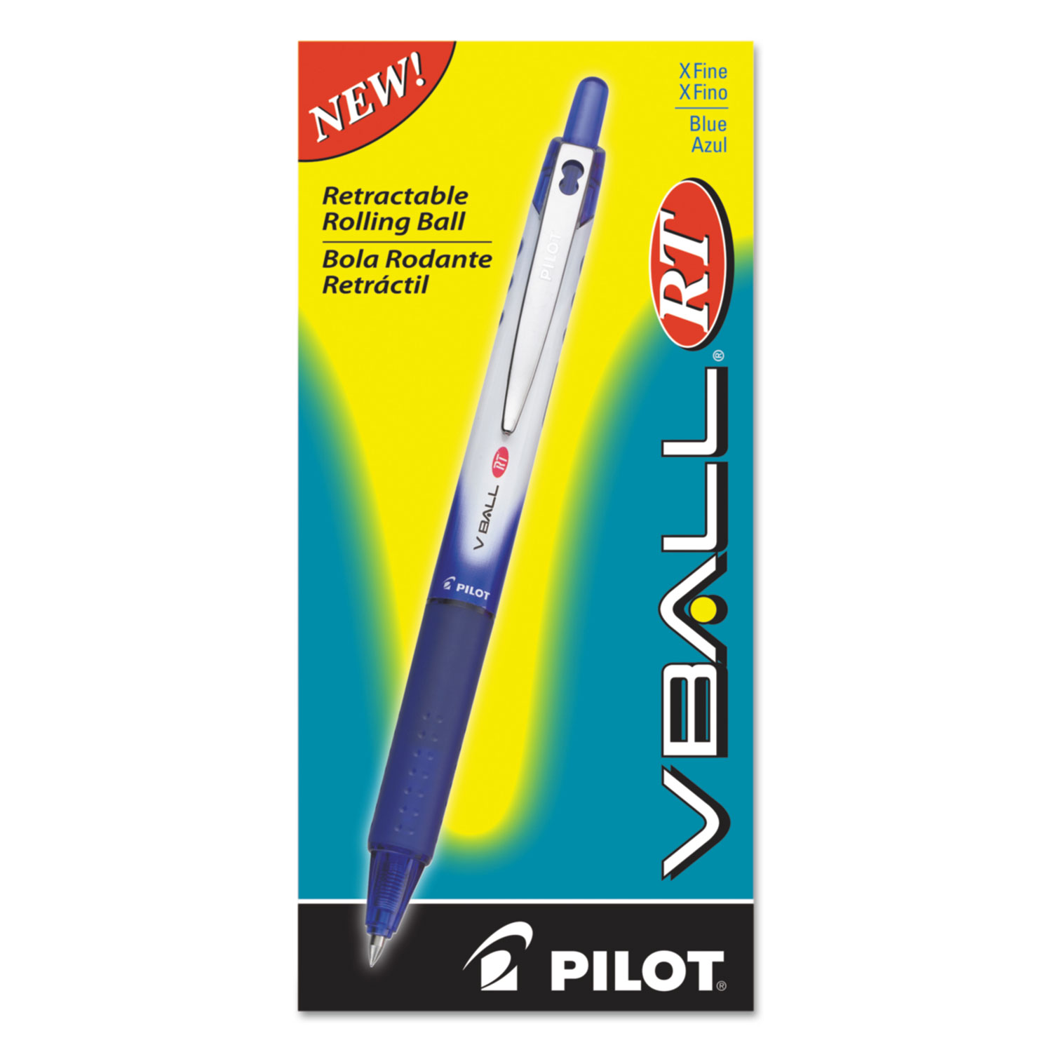  Pilot 26107 VBall RT Liquid Ink Retractable Roller Ball Pen, 0.5mm, Blue Ink, Blue/White Barrel (PIL26107) 