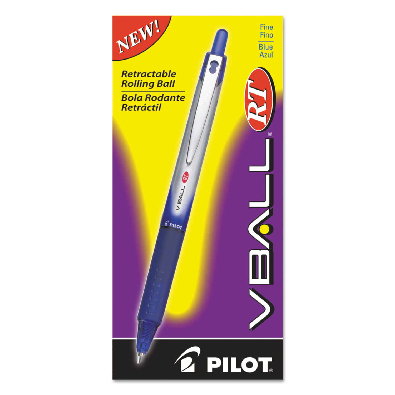  Pilot 26207 VBall RT Liquid Ink Retractable Roller Ball Pen, 0.7mm, Blue Ink, Blue/White Barrel (PIL26207) 
