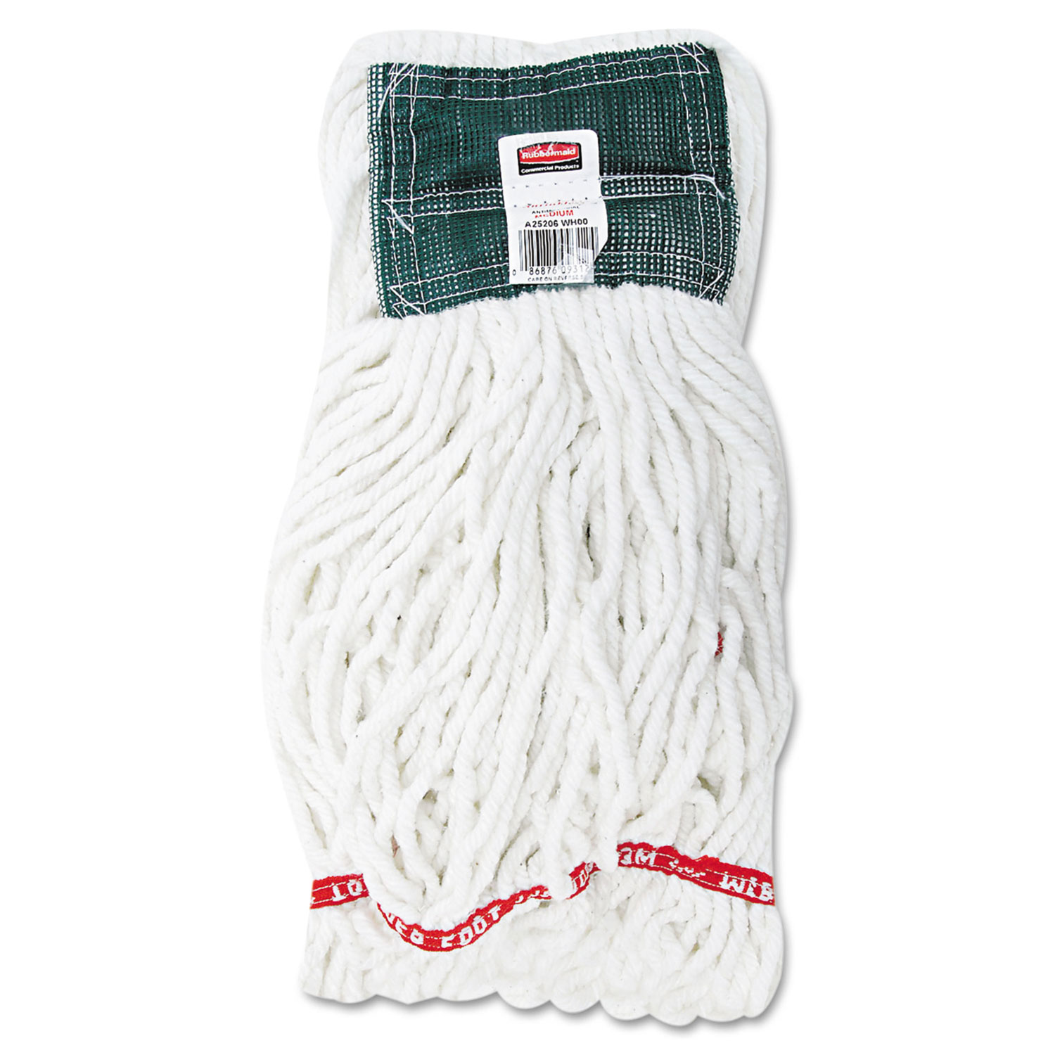  Rubbermaid Commercial FGA25206WH00 Web Foot Shrinkless Looped-End Wet Mop Head, Cotton/Synthetic, Medium, White (RCPA25206WHICT) 
