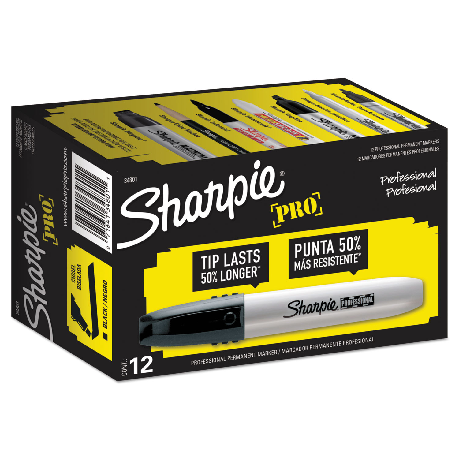  Sharpie 34801 Professional Permanent Marker, Broad Chisel Tip, Black (SAN34801) 