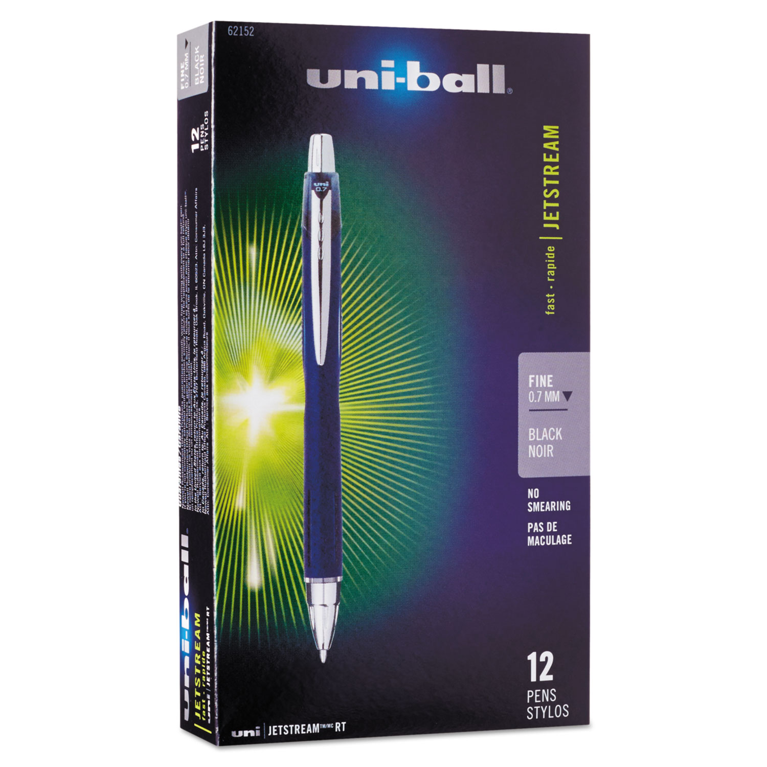  uni-ball 62152 Jetstream RT Retractable Roller Ball Pen, Fine 0.7mm, Black Ink, Blue Barrel (UBC62152) 