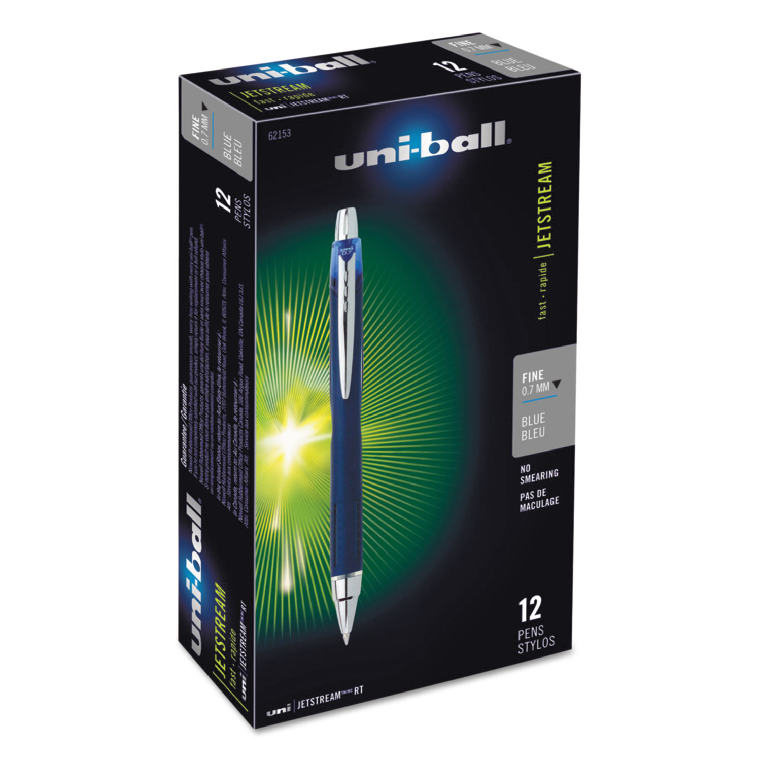  uni-ball 62153 Jetstream RT Retractable Roller Ball Pen, Fine 0.7mm, Blue Ink, Blue Barrel (UBC62153) 