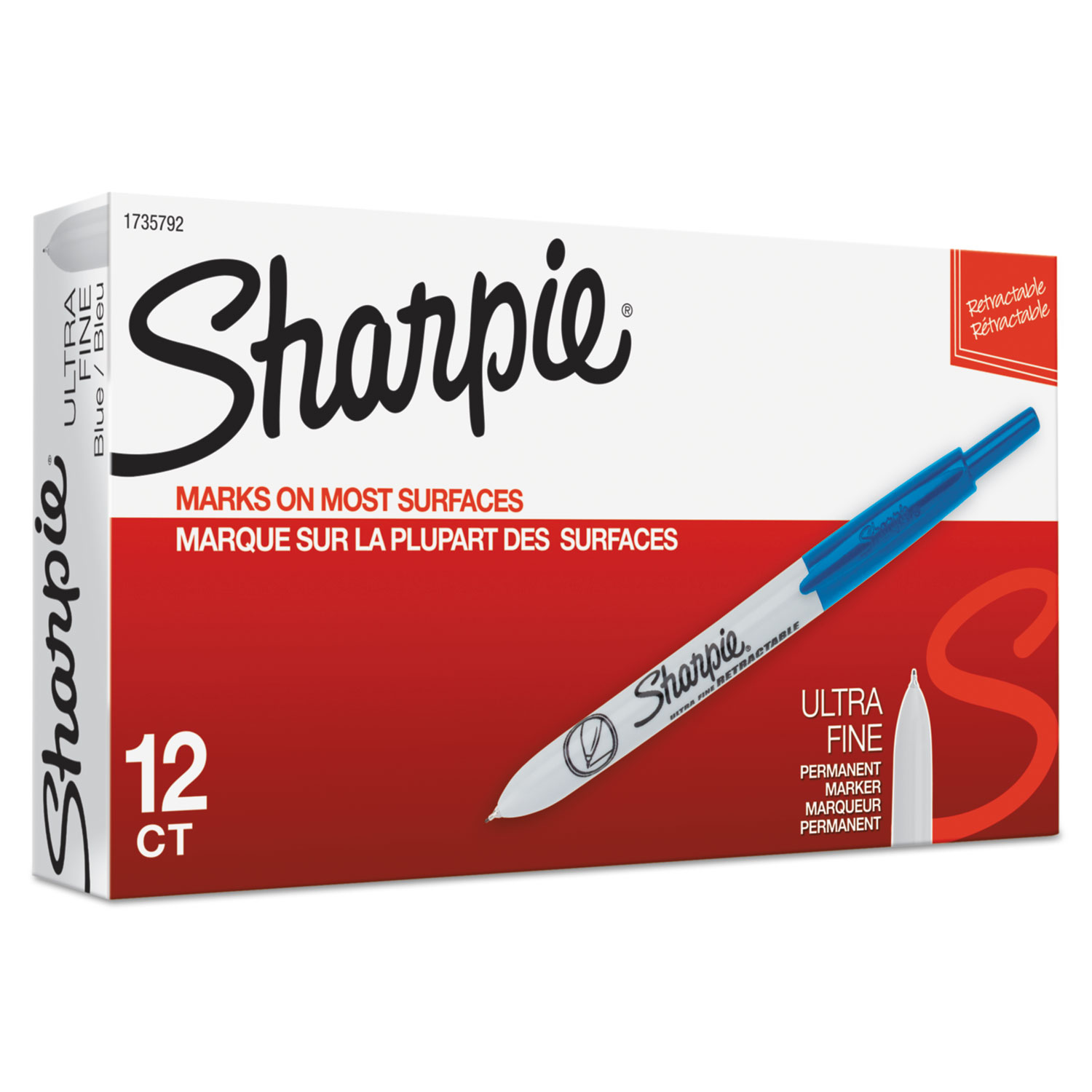 Sharpie 1735792 Retractable Permanent Marker, Extra-Fine Needle Tip, Blue (SAN1735792) 