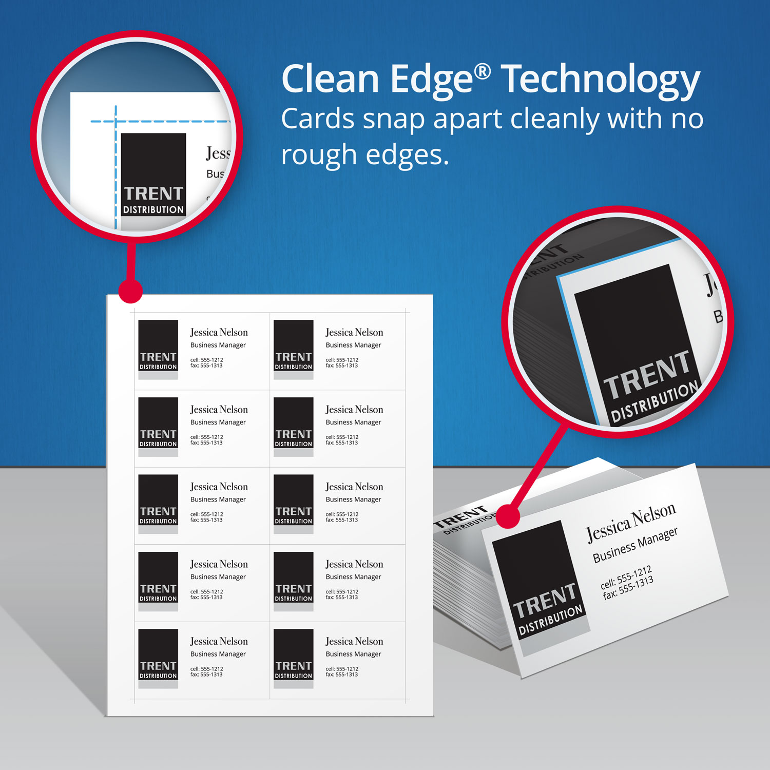 True Print Clean Edge Business Cards, Inkjet, 2 x 3 1/2, White, 400/Box