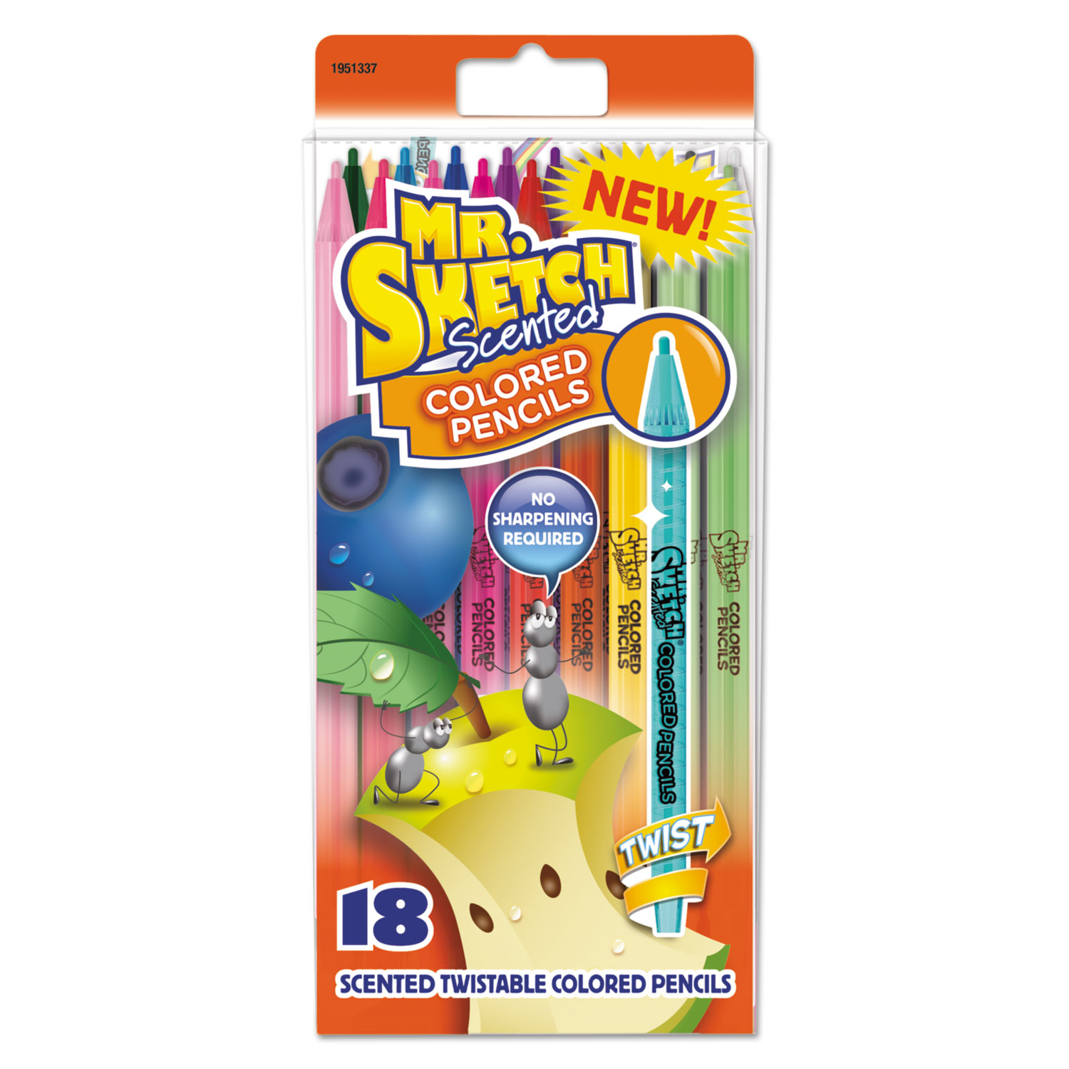  Mr. Sketch 1951337 Scented Twistable Colored Pencils, Assorted Lead/Barrel Colors, 18/Pack (SAN1951337) 