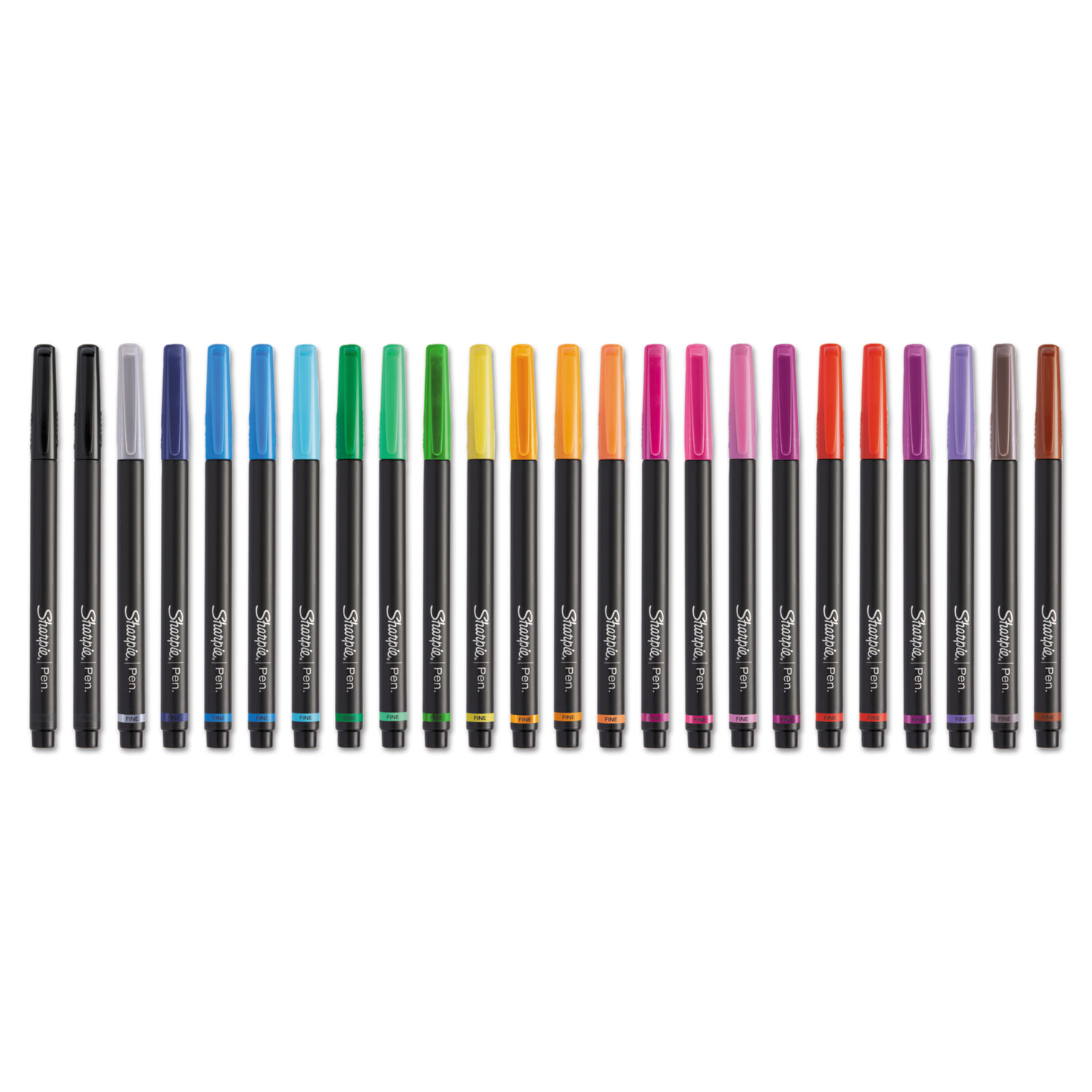  Sharpie 1983967 Art Pen Stick Porous Point Pen, Fine 0.5mm, Assorted Ink, Black Barrel, 24/Pack (SAN1983967) 