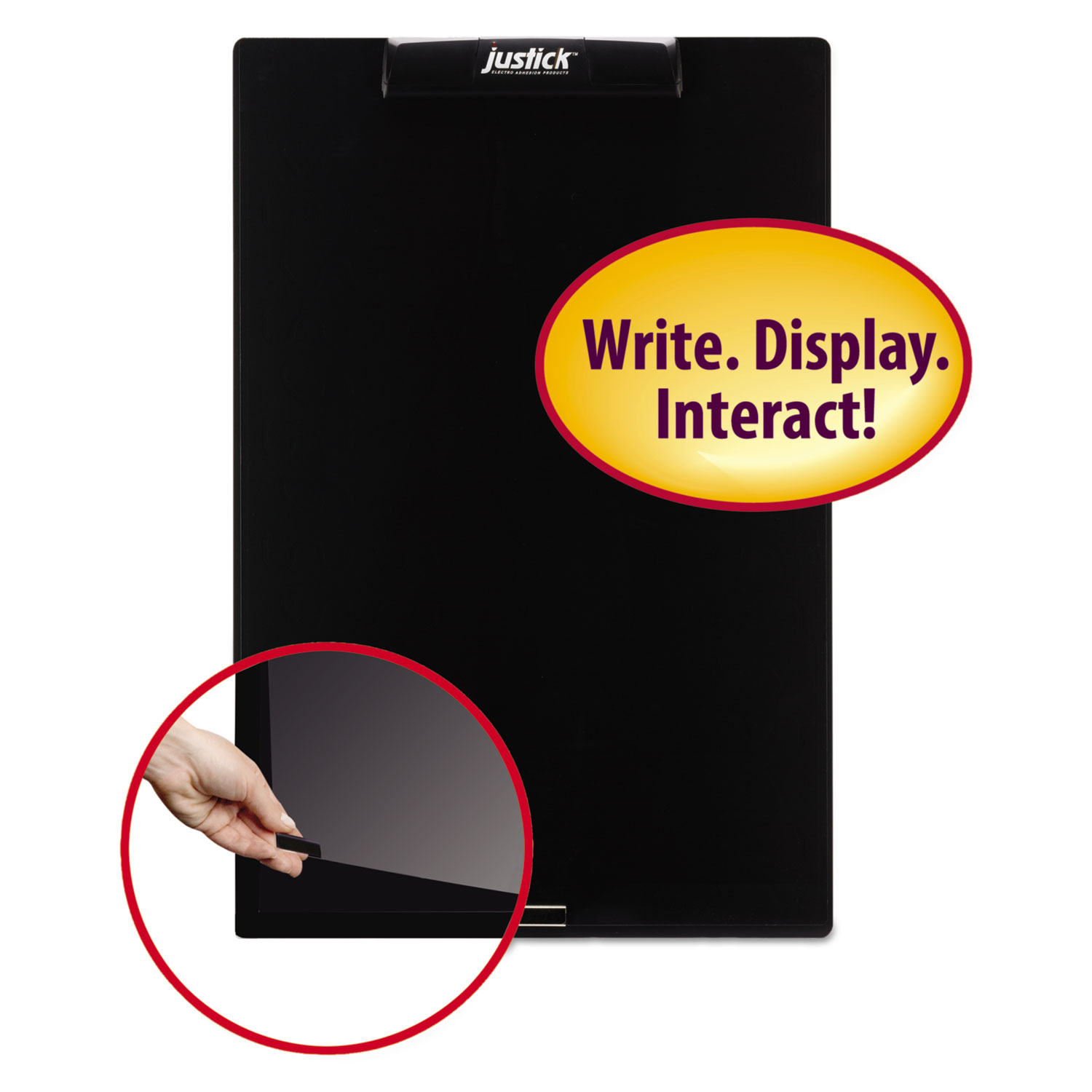  Smead 02545 Justick Frameless Electro-Surface Dry-Erase Board w/Clear Overlay, 16 x 24, BK (SMD02545) 