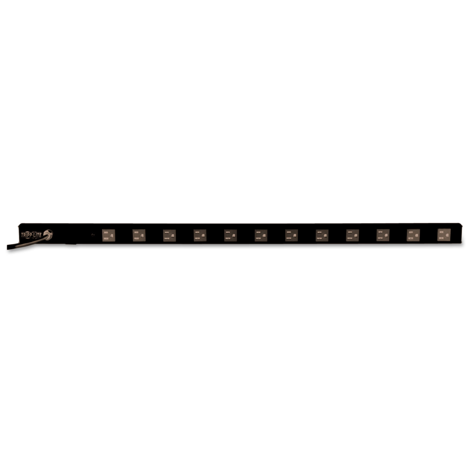 Vertical Power Strip, 12 Outlets, 1 1/4 x 36 x 1 1/2, 6 ft Cord, Silver