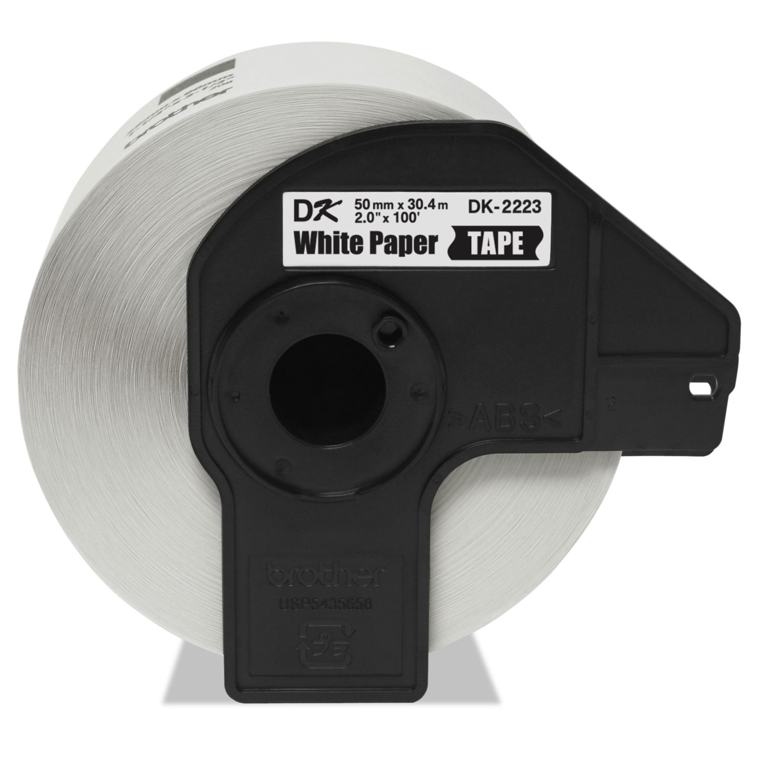 Continuous Paper Label Tape, 2 x 100 ft, Black/White