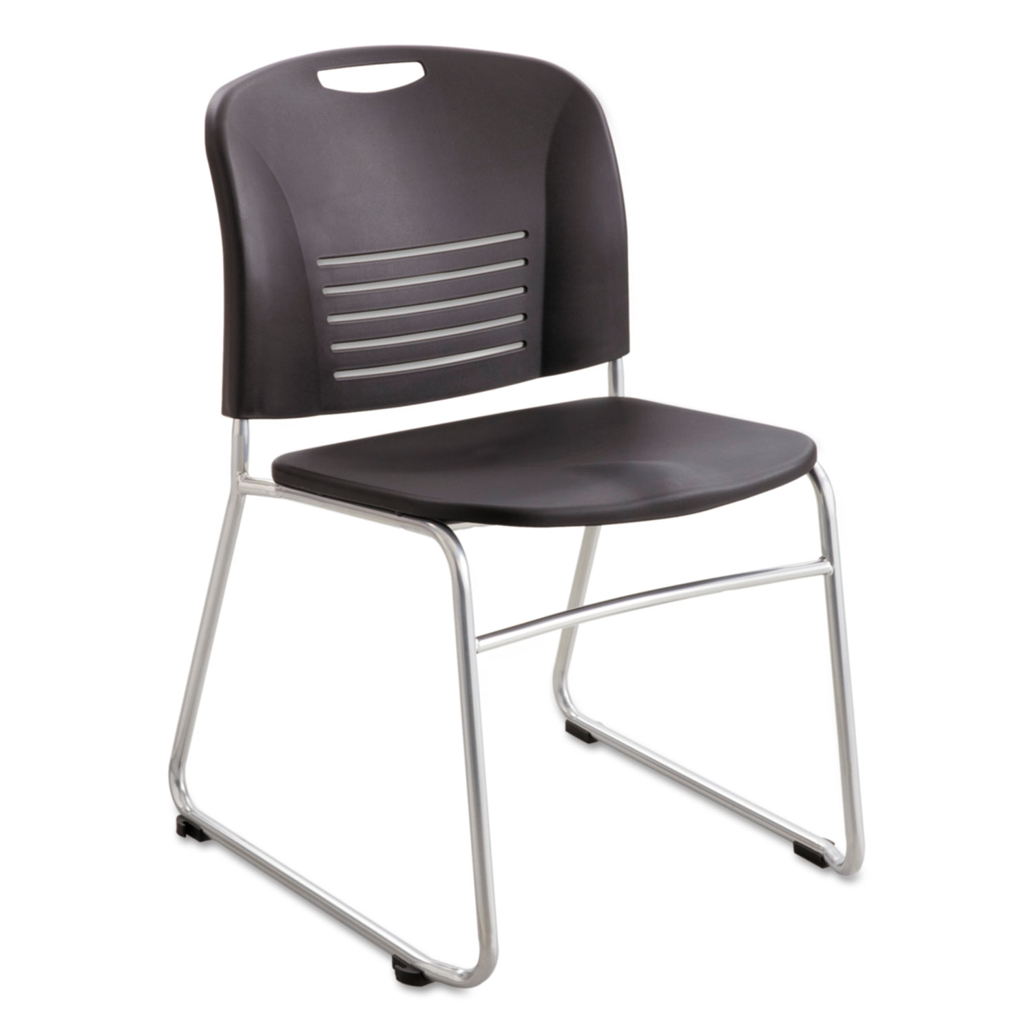  Safco 4292BL Vy Series Stack Chairs, Black Seat/Black Back, Silver Base, 2/Carton (SAF4292BL) 