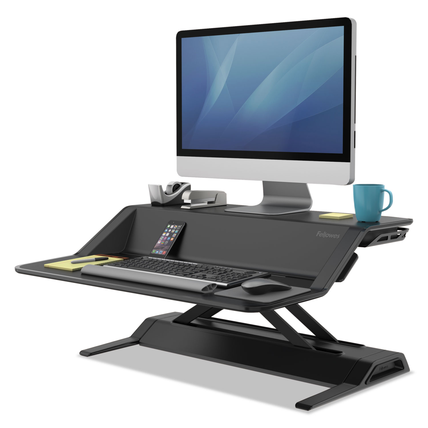  Fellowes 0007901 Lotus Sit-Stand Workstation, 32.75w x 24.25d x 5.5 to 22.5h, Black (FEL0007901) 