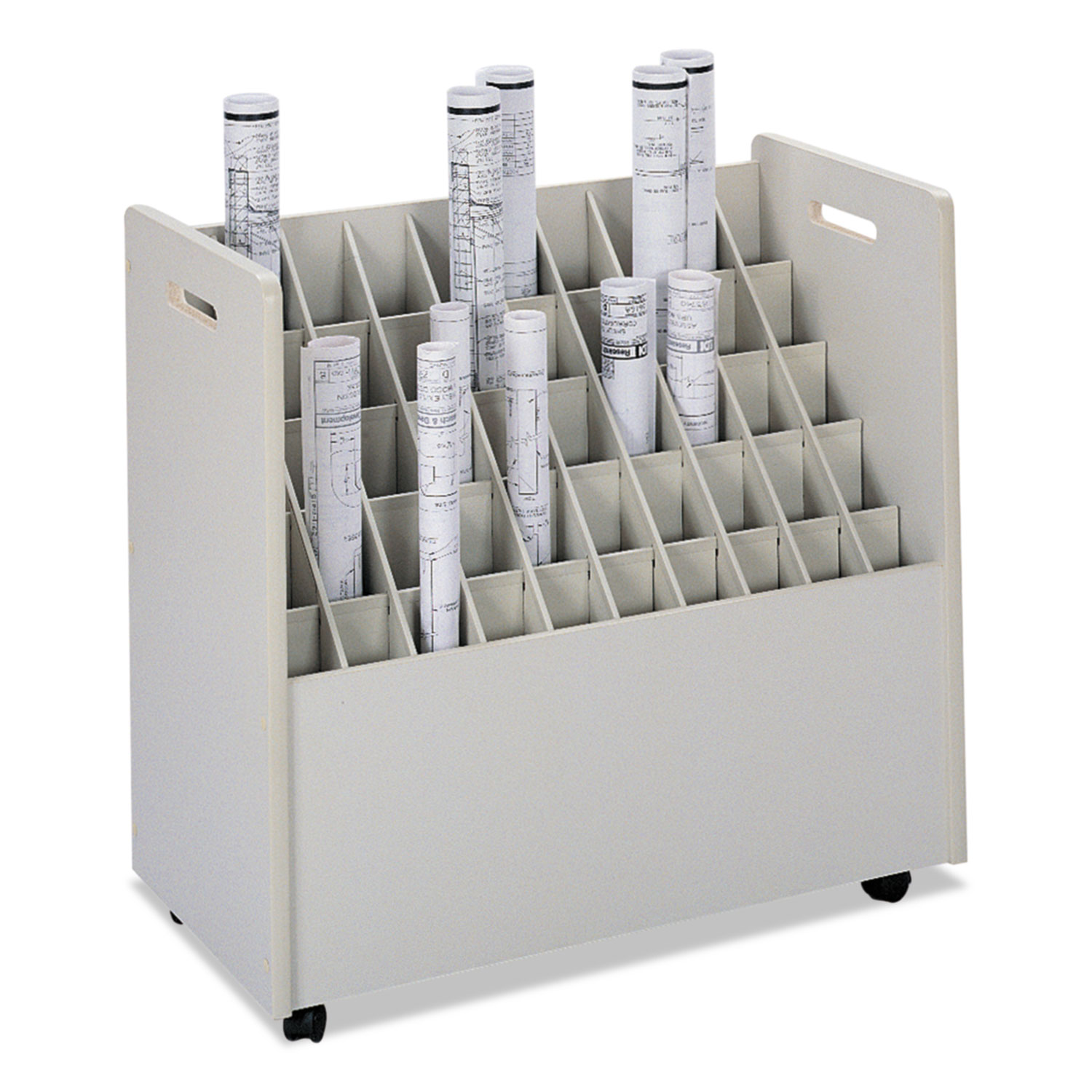  Safco 3083 Laminate Mobile Roll Files, 50 Compartments, 30.25w x 15.75d x 29.25h, Putty (SAF3083) 